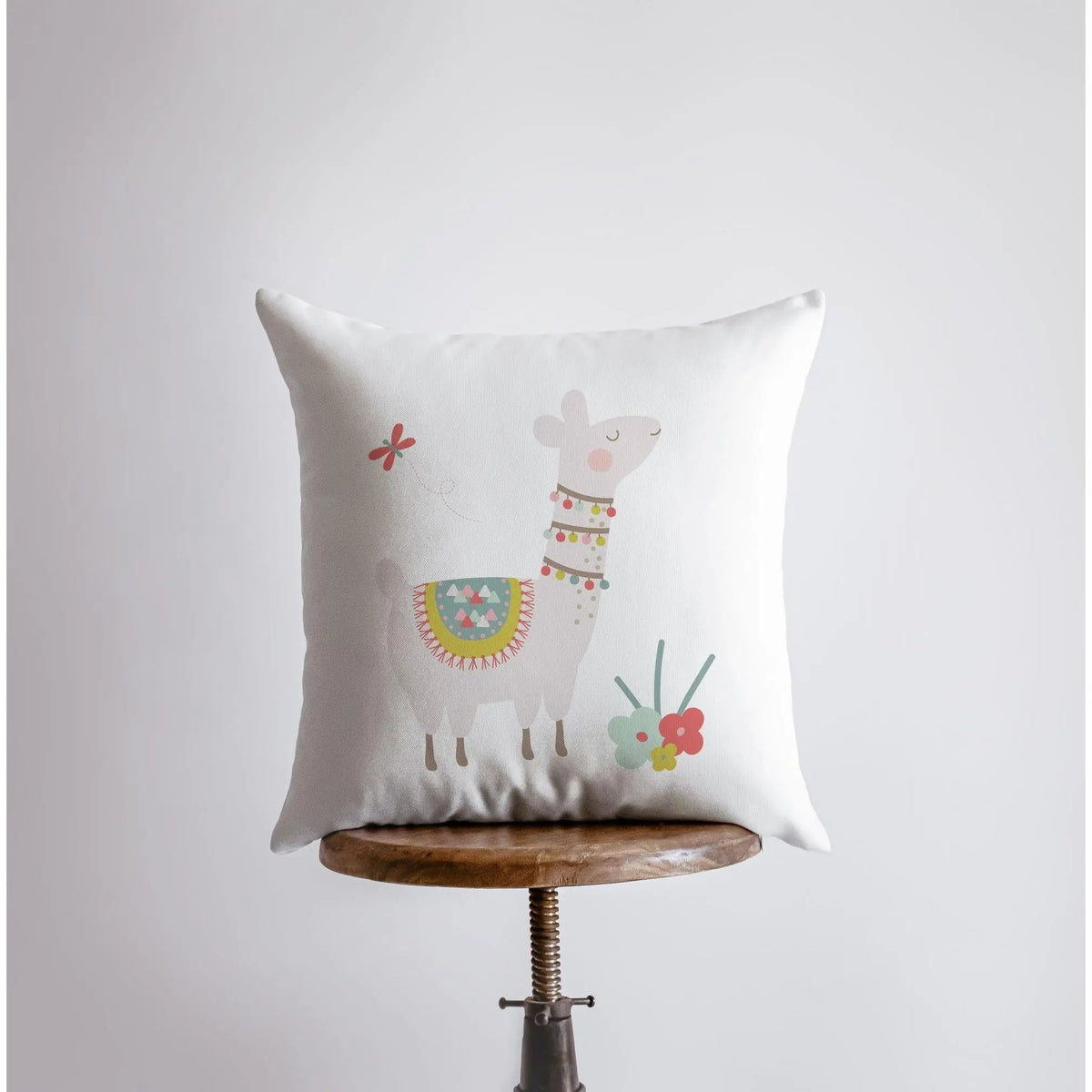 Llama with Flowers Pillow | Pillow Cover