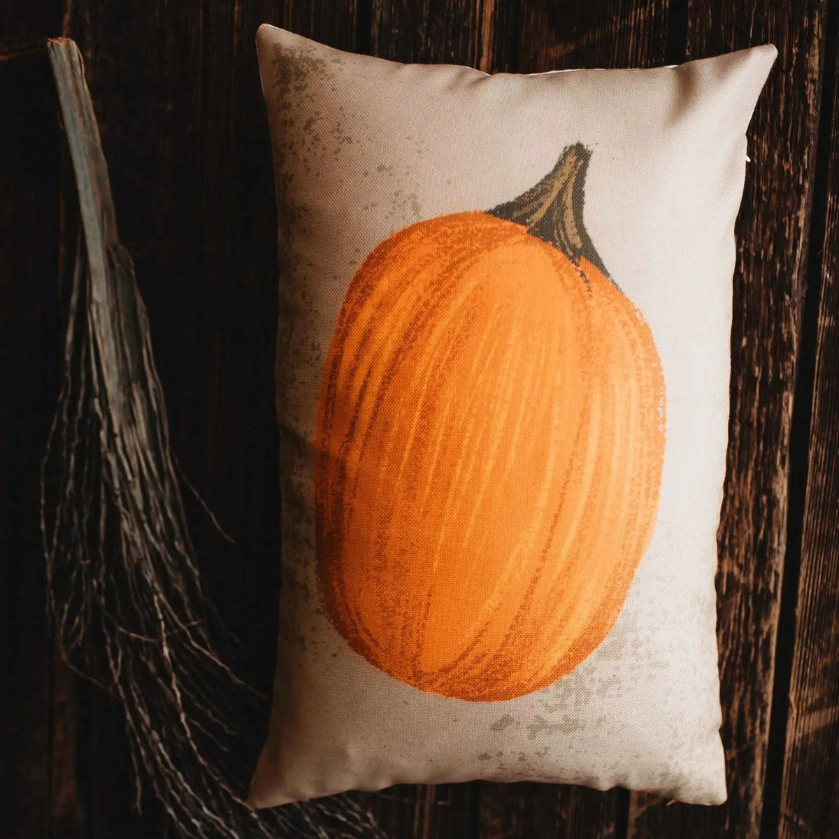 Primitive Fall Pumpkin Lumbar 12x18 Pillow | Pillow Cover