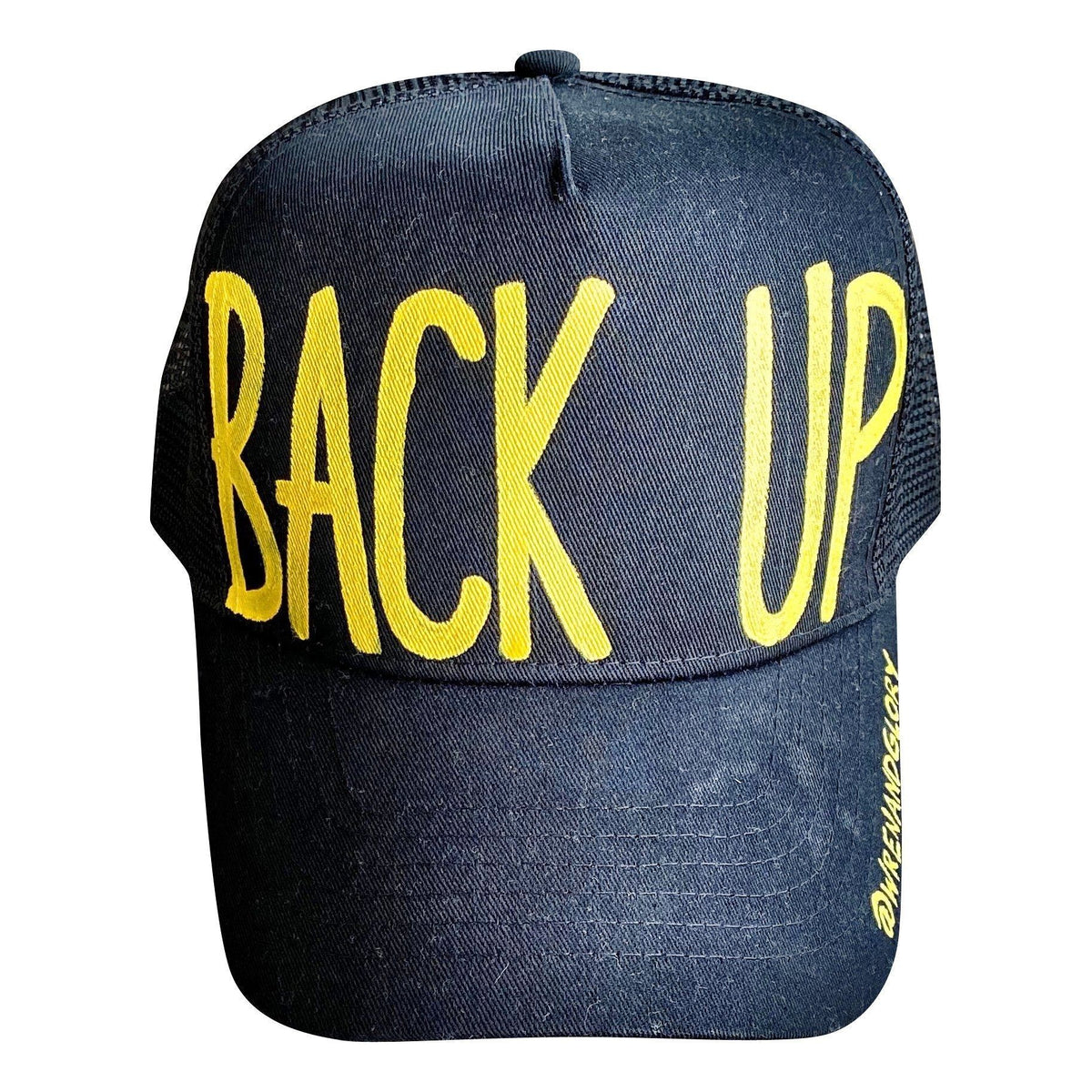 &#39;BACK UP&#39; PAINTED HAT