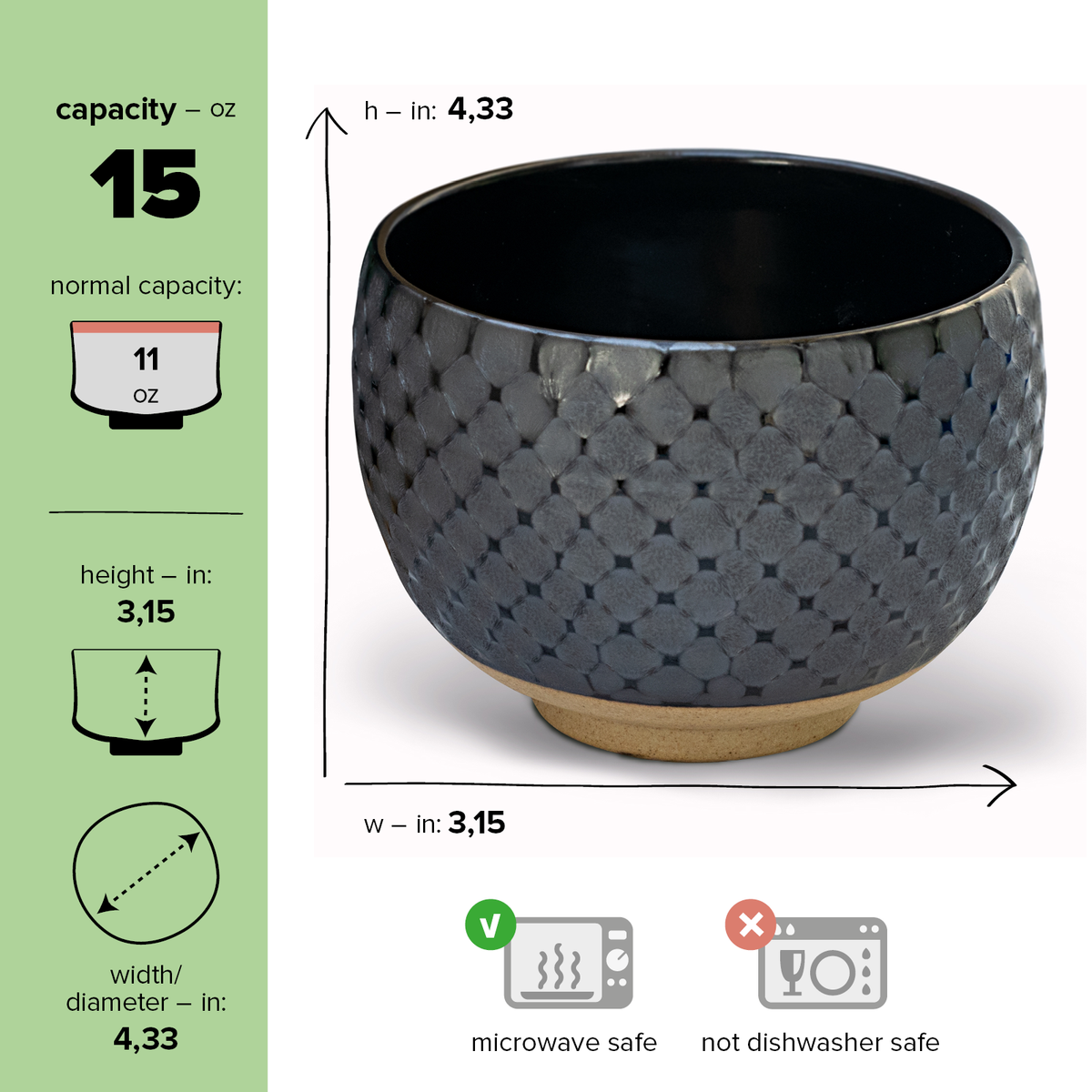 Black Ami Pattern Matcha Bowl by Aprika Life