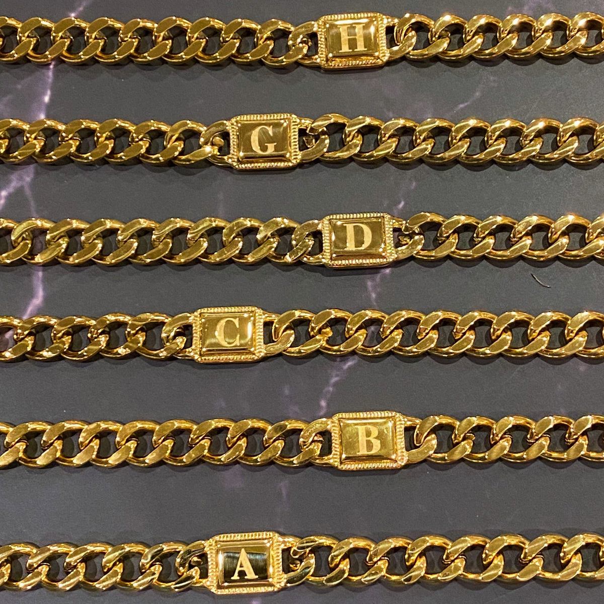 Uptown Cuban Chain Initial Bracelet