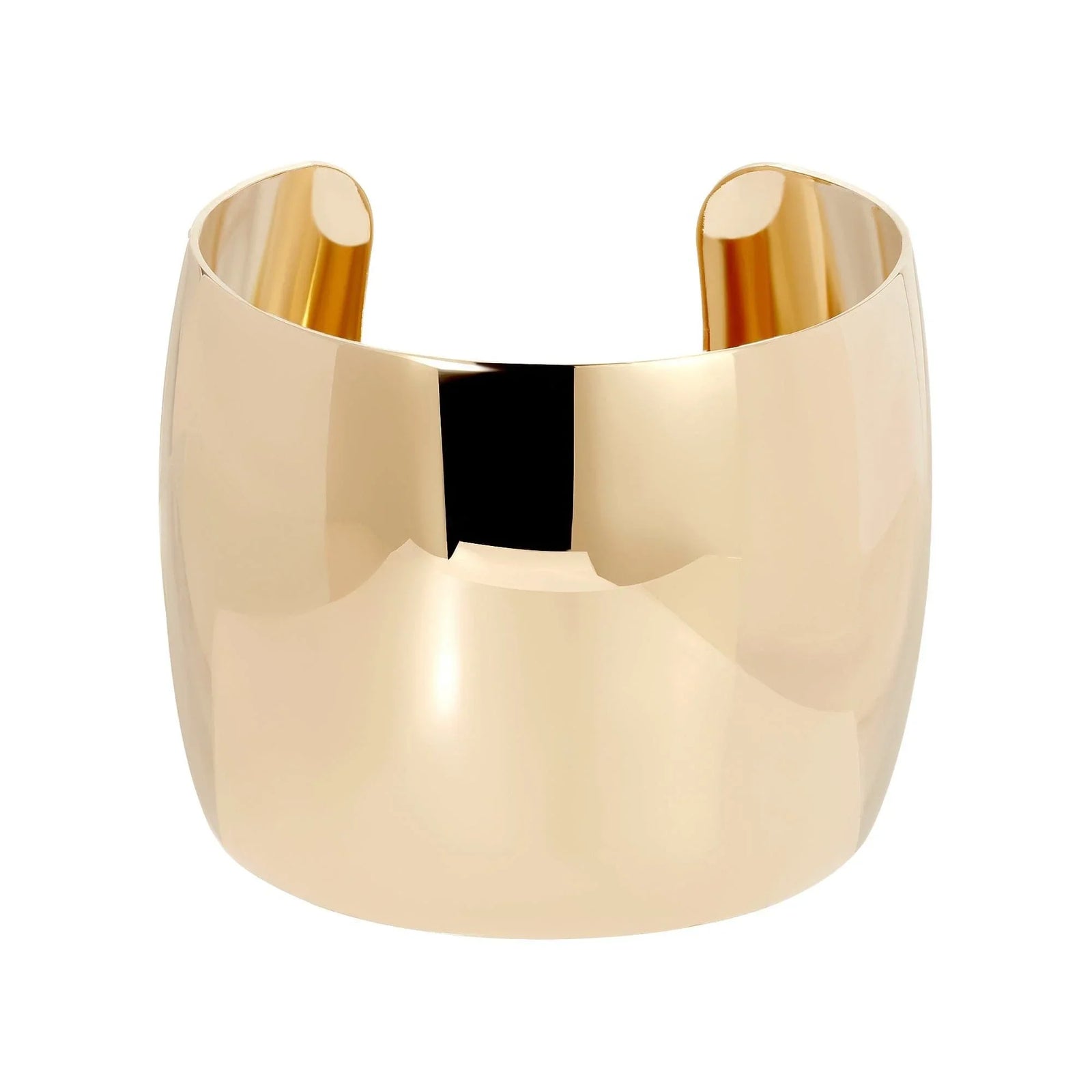 Shiny gold domed cuff bracelet with high polish finish in the 2 Inch XL Domed Cuff product