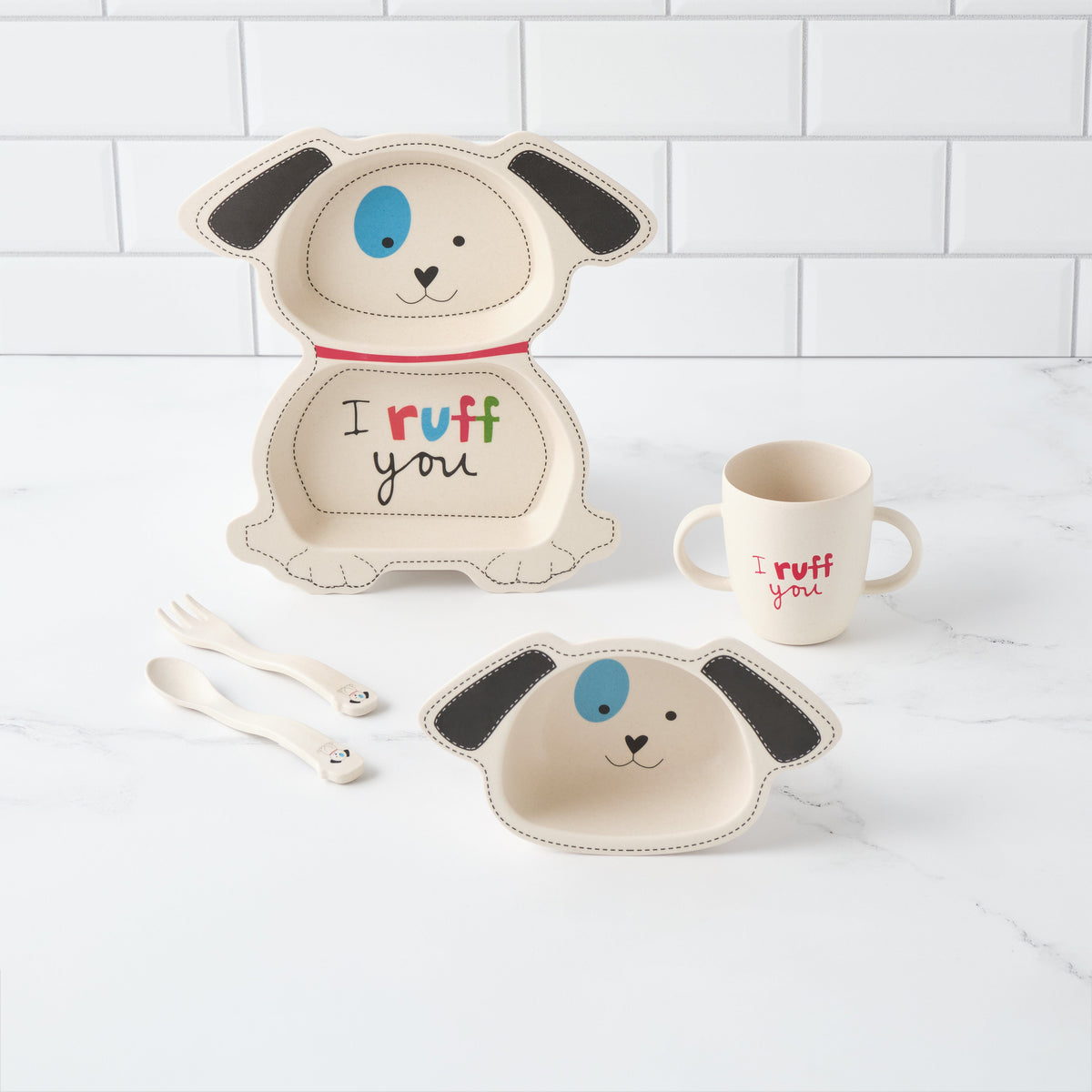 Bingo Dog 5-Piece Bamboo Dinner Set