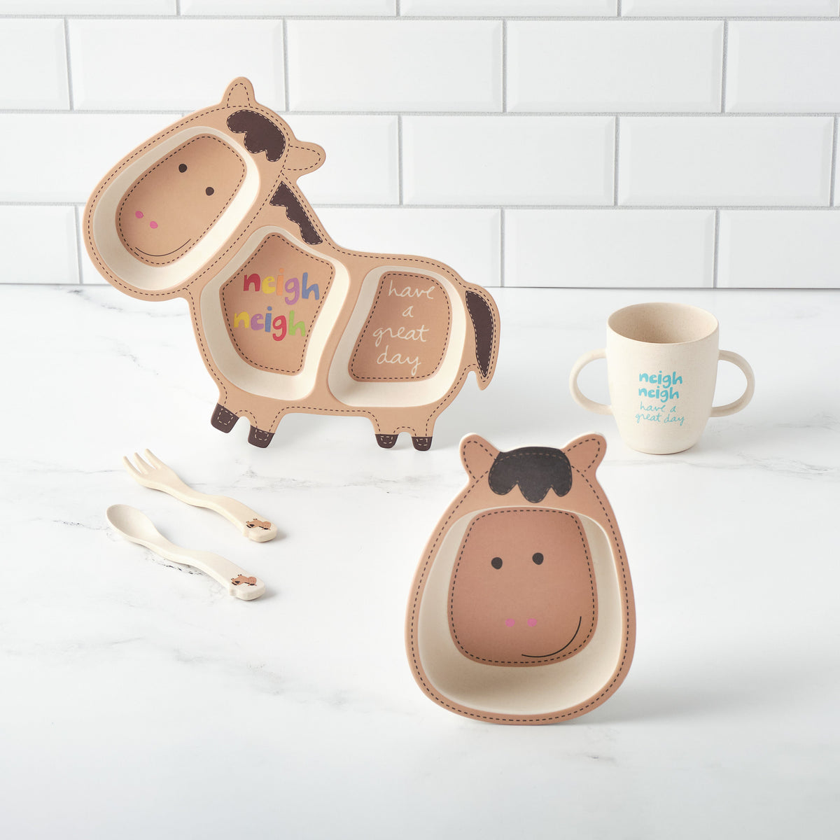 Holly Horse 5-Piece Bamboo Dinner Set