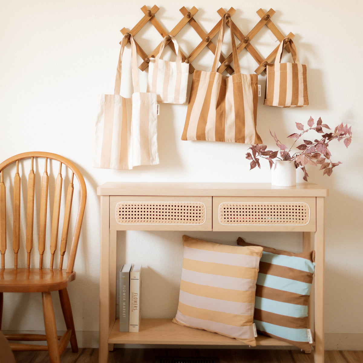 striped mommy + me tote