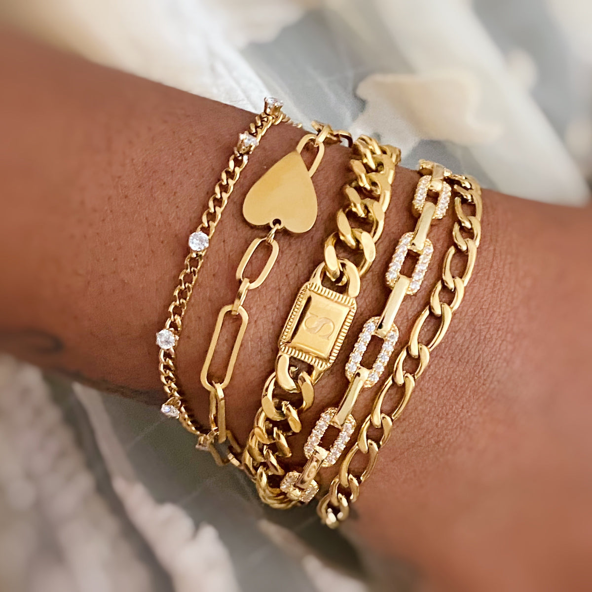 Uptown Cuban Chain Initial Bracelet