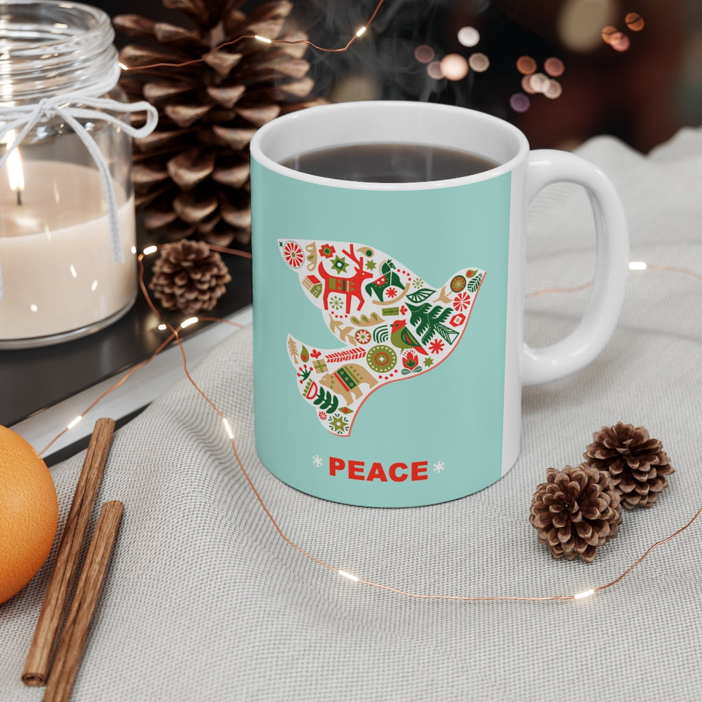 Christmas Dove with Peace Ceramic Mug 11oz