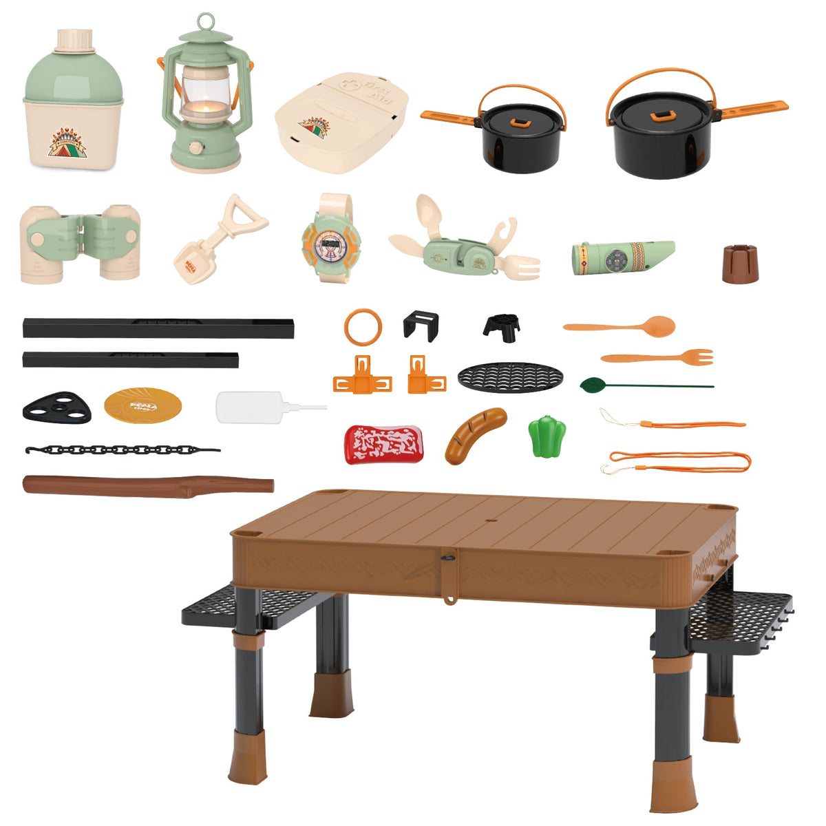 Contixo Kids Camping Table Playset - 17" Foldable Case, Outdoor Pretend Play Toy