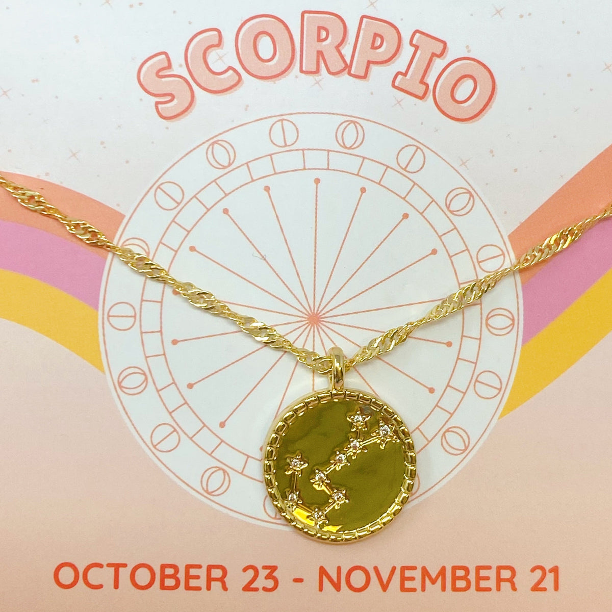 Astronomical Glam Zodiac Constellation Medallion Necklace