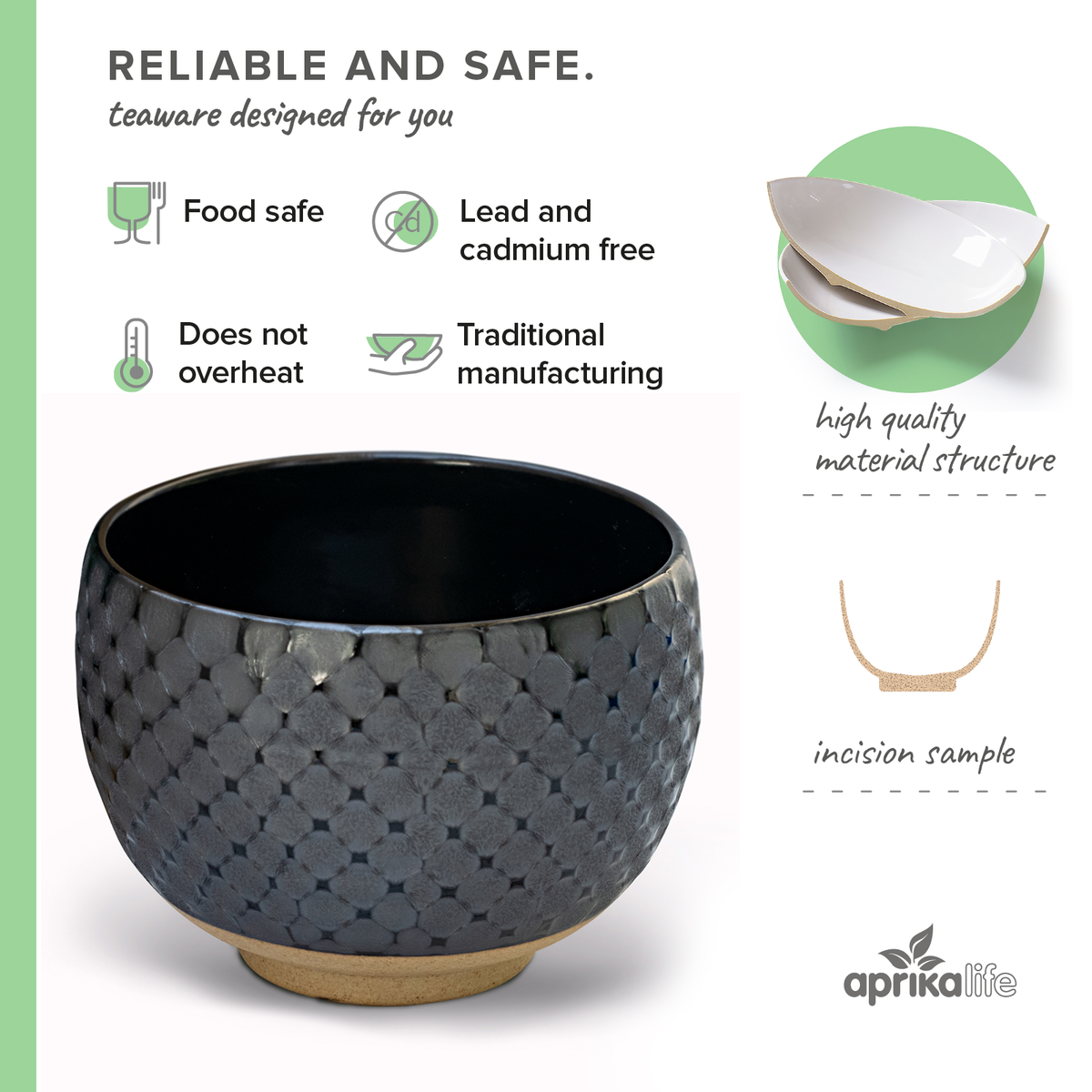 Black Ami Pattern Matcha Bowl by Aprika Life