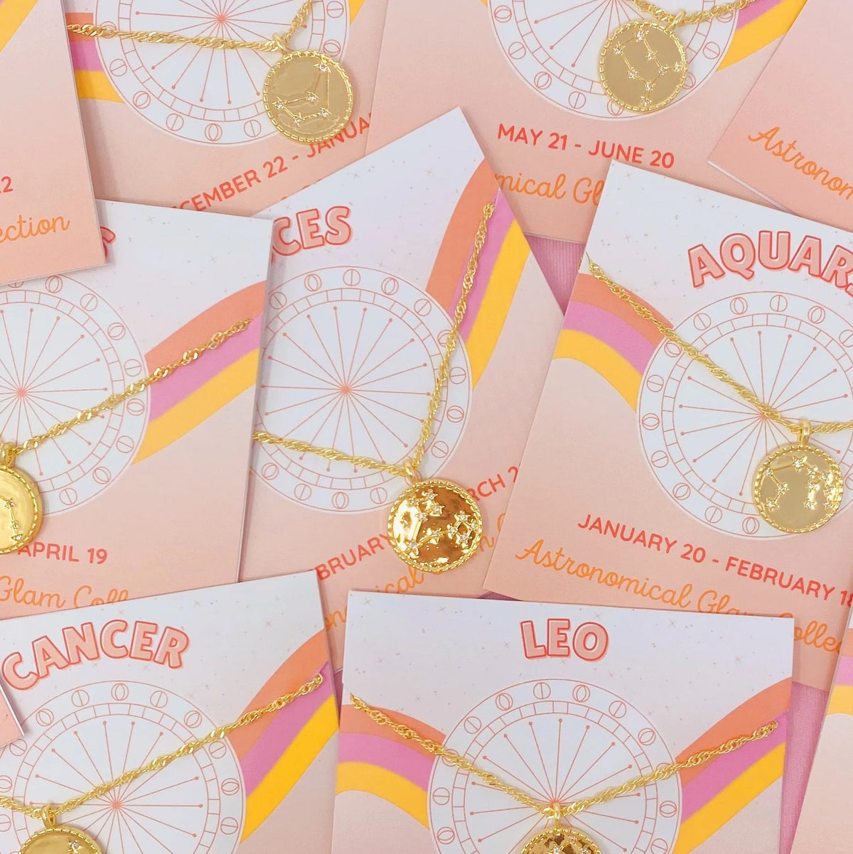 Astronomical Glam Zodiac Constellation Medallion Necklace