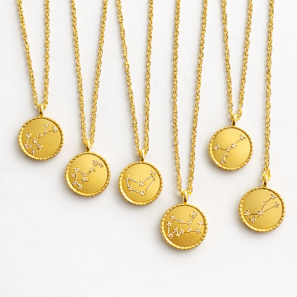Astronomical Glam Zodiac Constellation Medallion Necklace