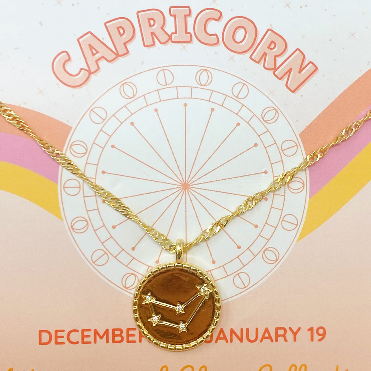 Astronomical Glam Zodiac Constellation Medallion Necklace