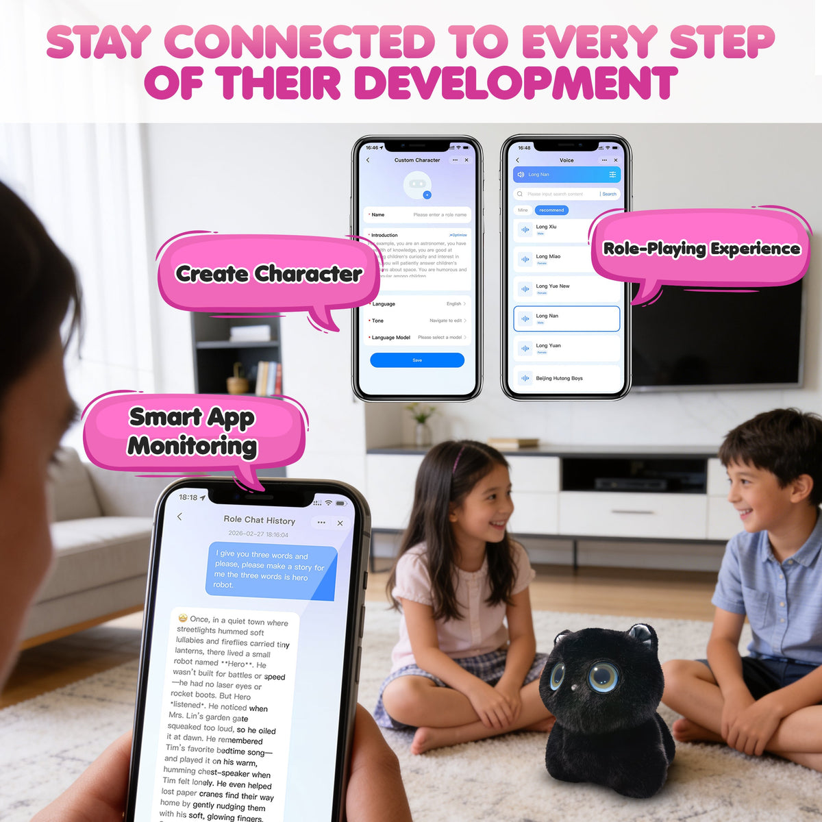 Contixo AI Pixie-Paw Smart Interactive Plush Cat – Voice-Responsive, Touch-Activated, Expressive Eyes, AI Companion Stuffed Animal for Kids & Pet Lovers