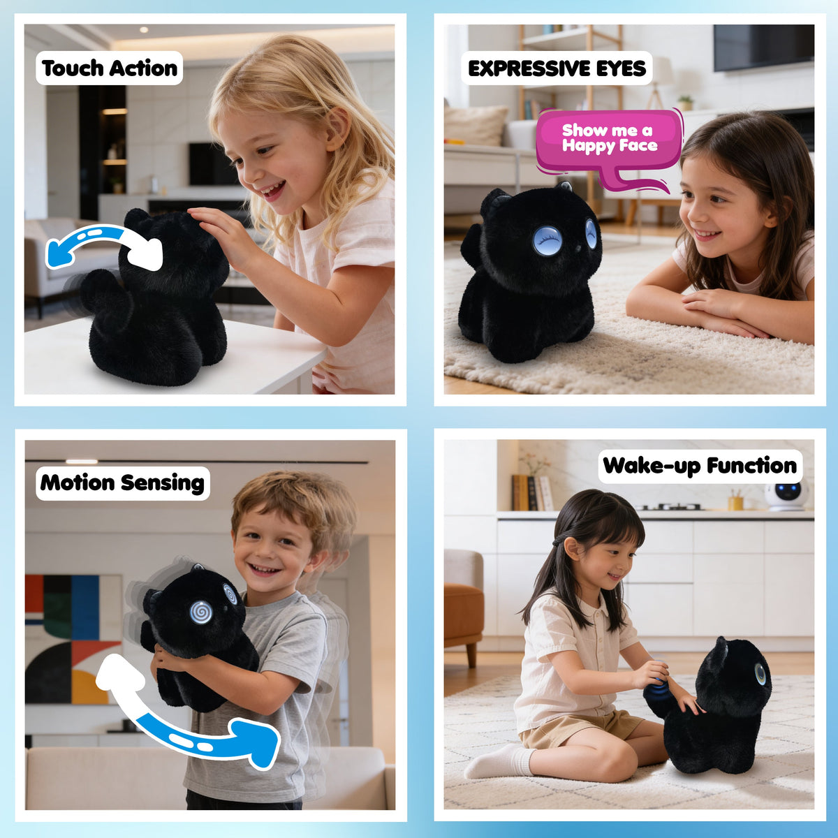 Contixo AI Pixie-Paw Smart Interactive Plush Cat – Voice-Responsive, Touch-Activated, Expressive Eyes, AI Companion Stuffed Animal for Kids & Pet Lovers