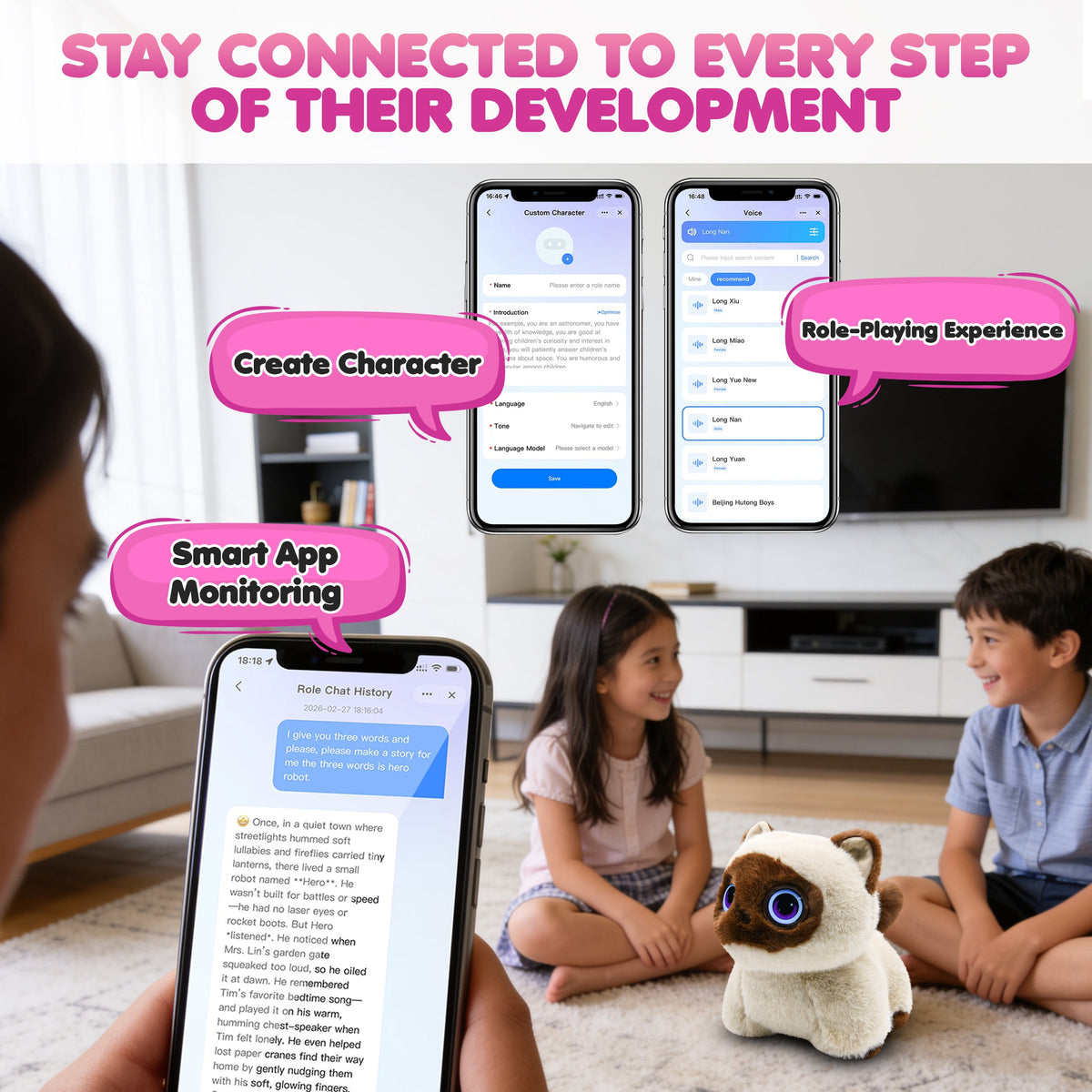 Contixo AI Pixie-Paw Smart Interactive Plush Cat – Voice-Responsive, Touch-Activated, Expressive Eyes, AI Companion Stuffed Animal for Kids & Pet Lovers