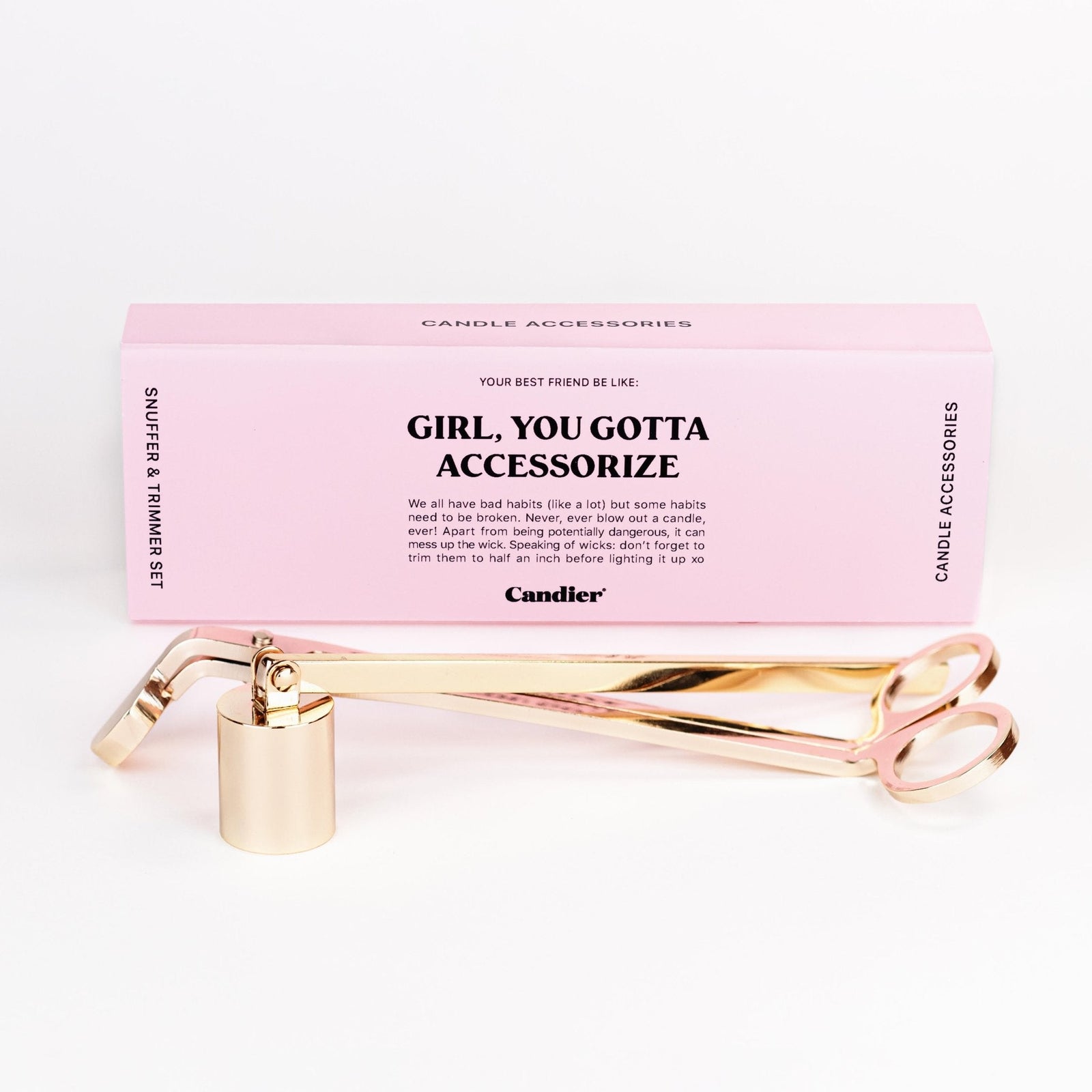 WICK TRIMMER and CANDLE SNUFFER gift set by candier, with pink aesthetic, perfect for lux candles users 