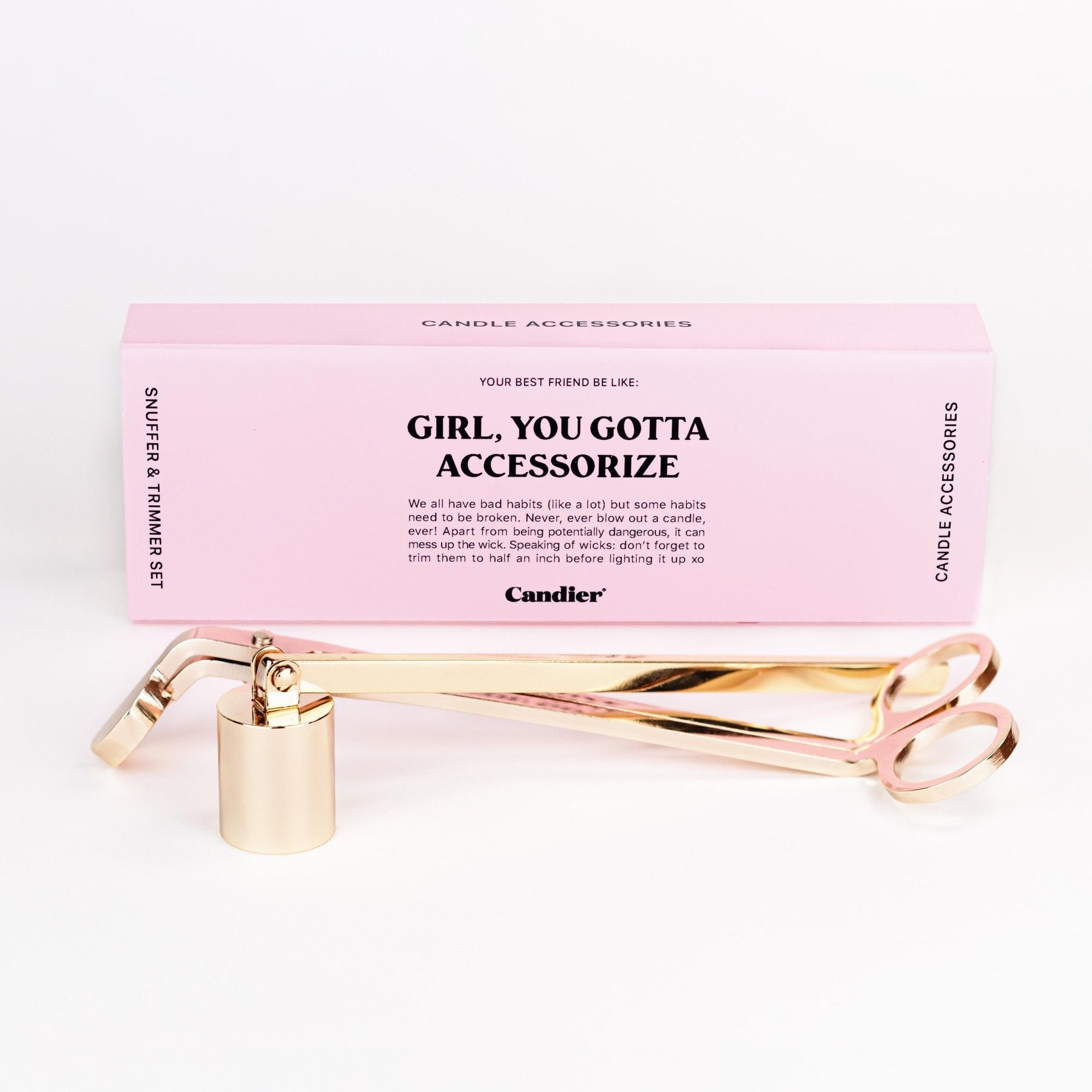 WICK TRIMMER and CANDLE SNUFFER gift set by candier, with pink aesthetic, perfect for lux candles users 