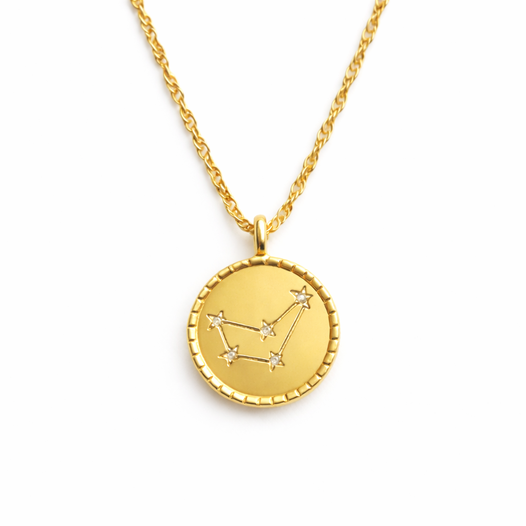 Astronomical Glam Zodiac Constellation Medallion Necklace