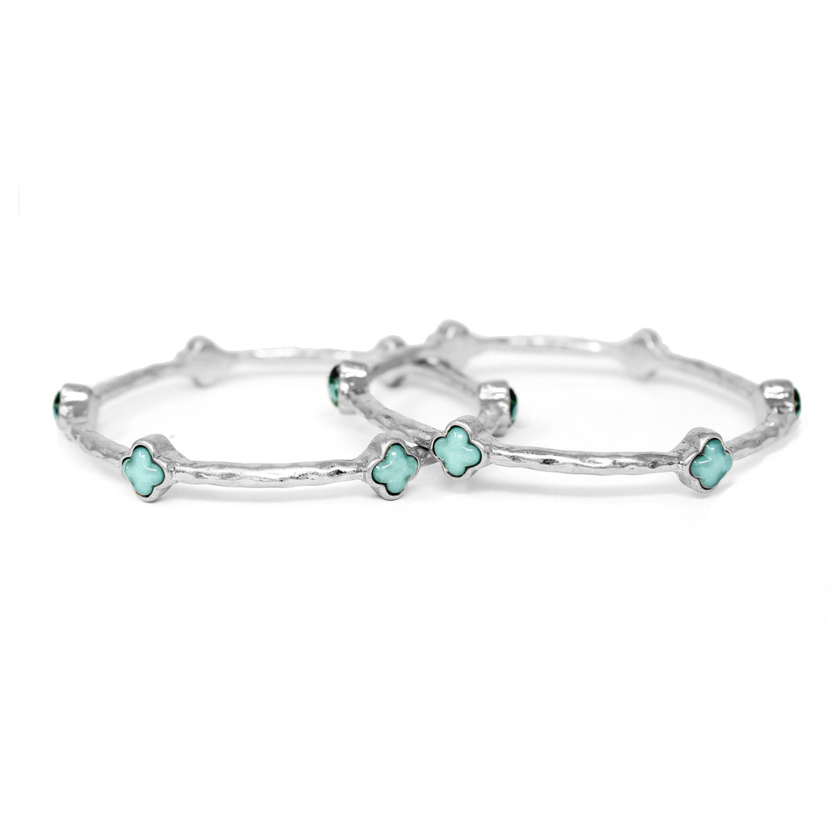 Color Clover Hammered Texture Stackable Bangle Set of 2