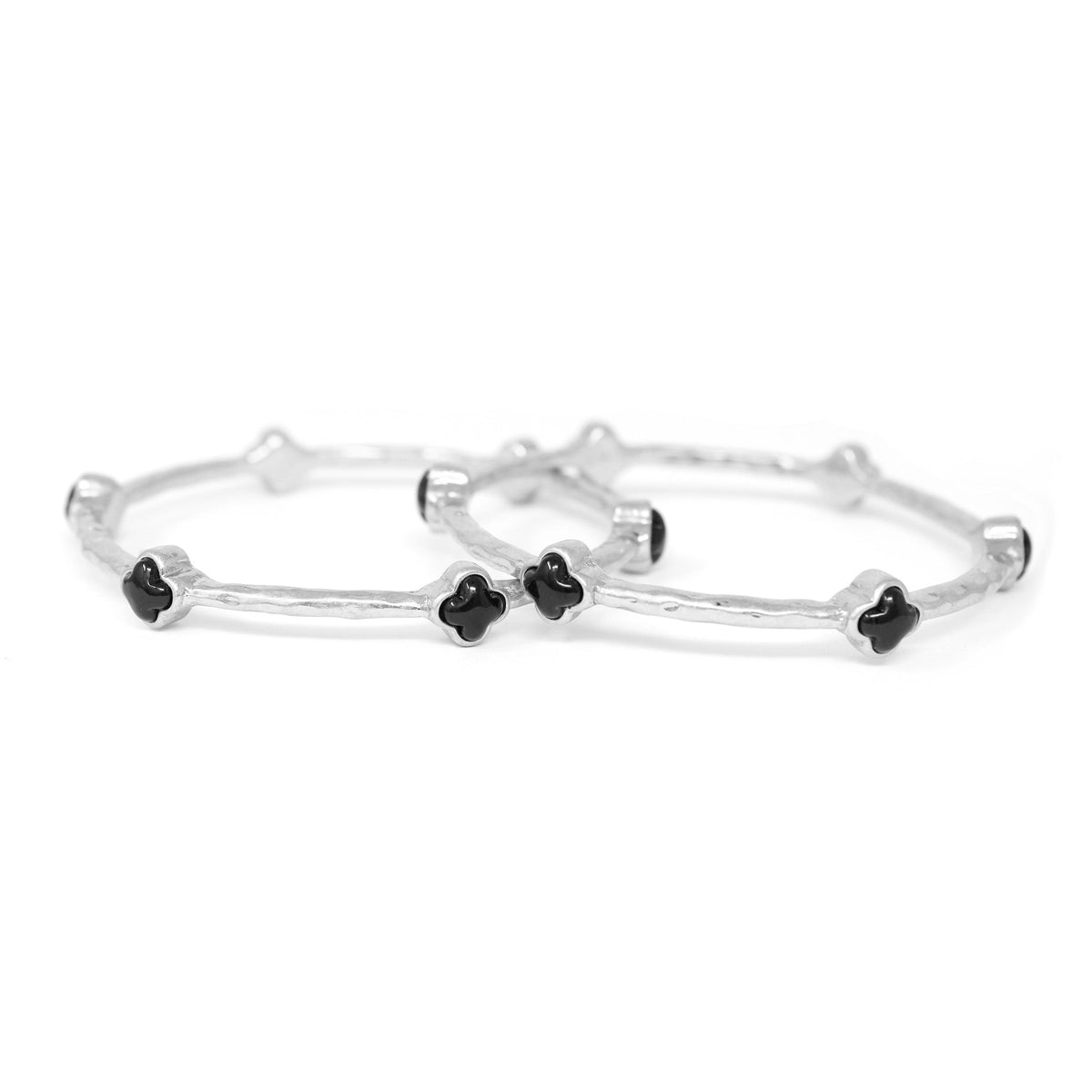 Color Clover Hammered Texture Stackable Bangle Set of 2