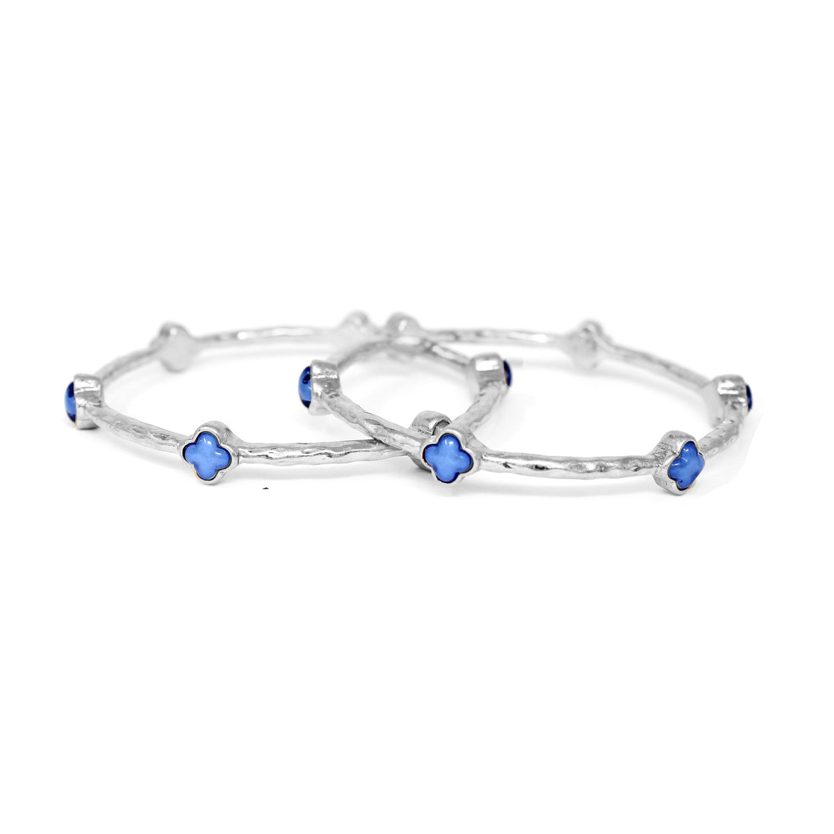 Color Clover Hammered Texture Stackable Bangle Set of 2