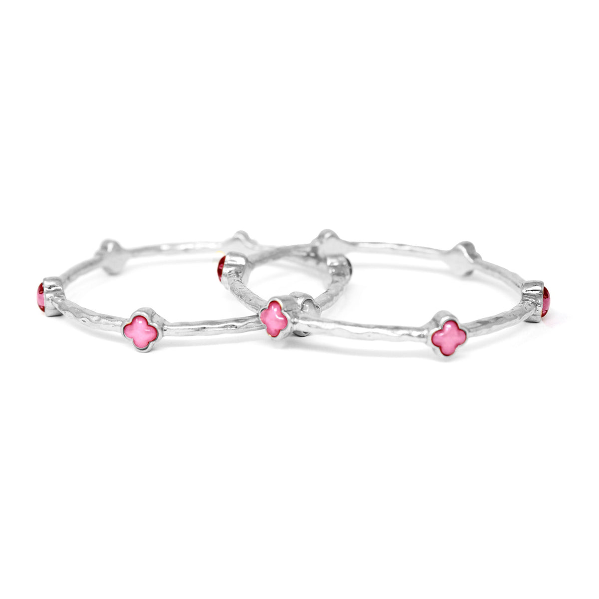 Color Clover Hammered Texture Stackable Bangle Set of 2