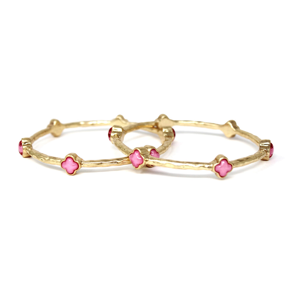 Color Clover Hammered Texture Stackable Bangle Set of 2