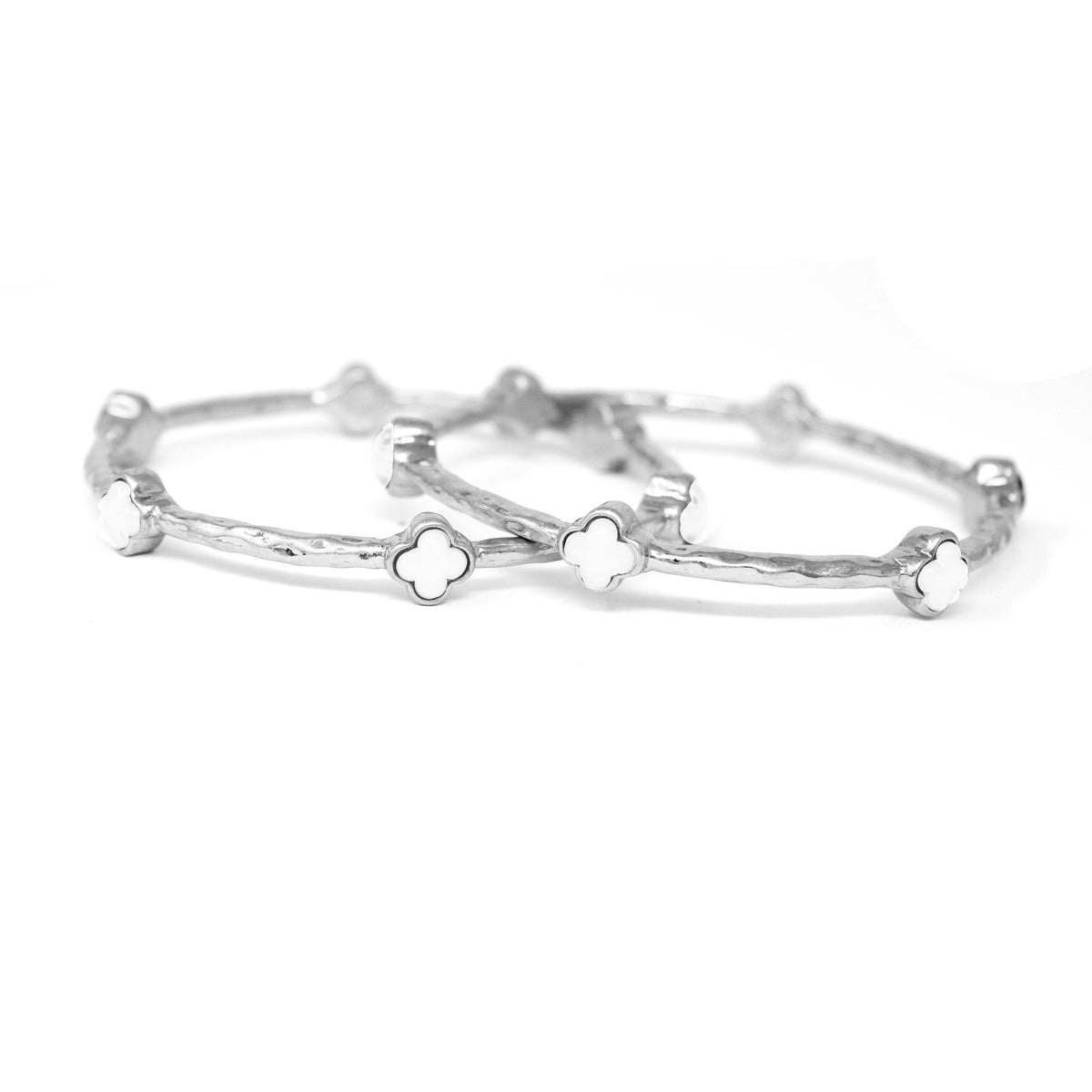 Color Clover Hammered Texture Stackable Bangle Set of 2