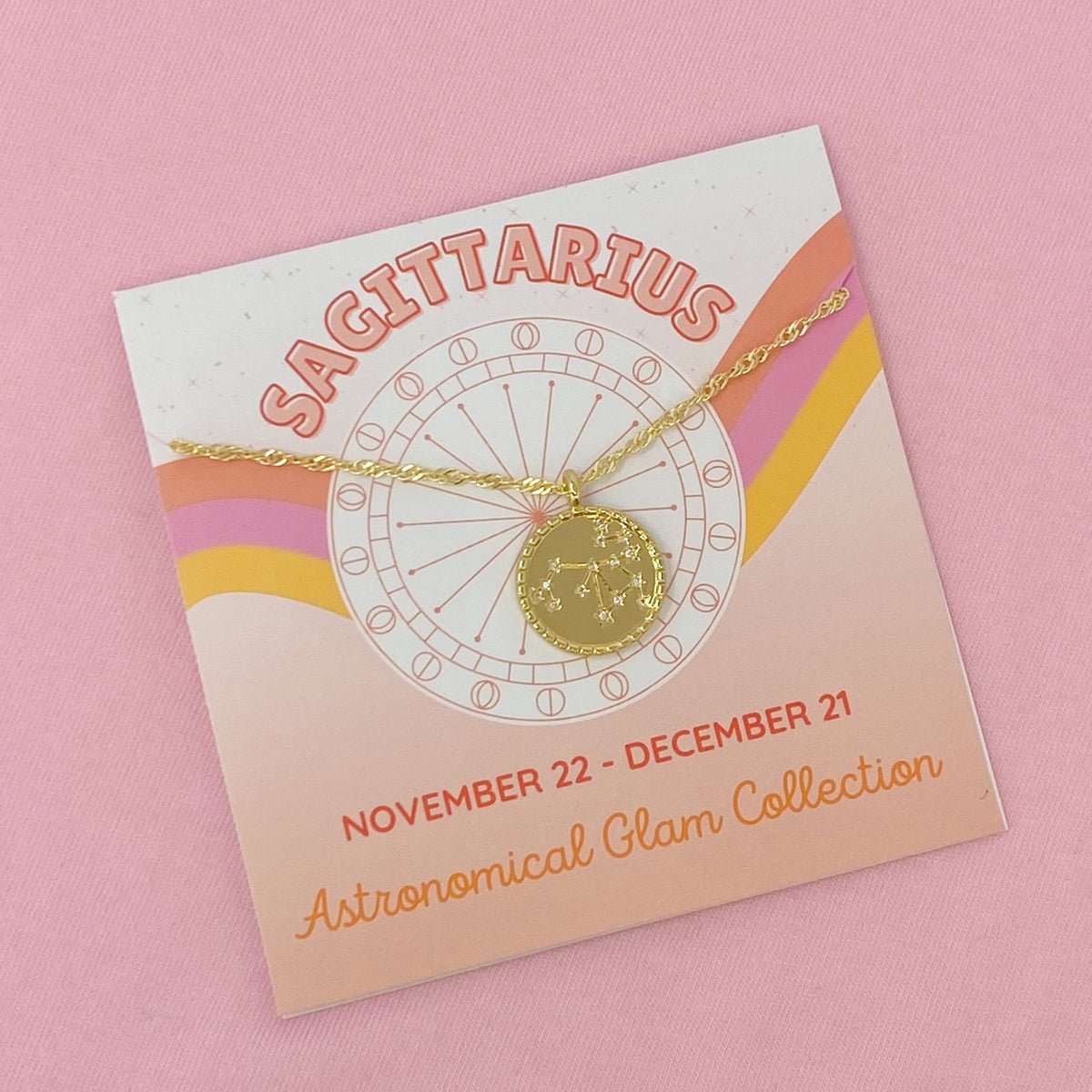 Astronomical Glam Zodiac Constellation Medallion Necklace