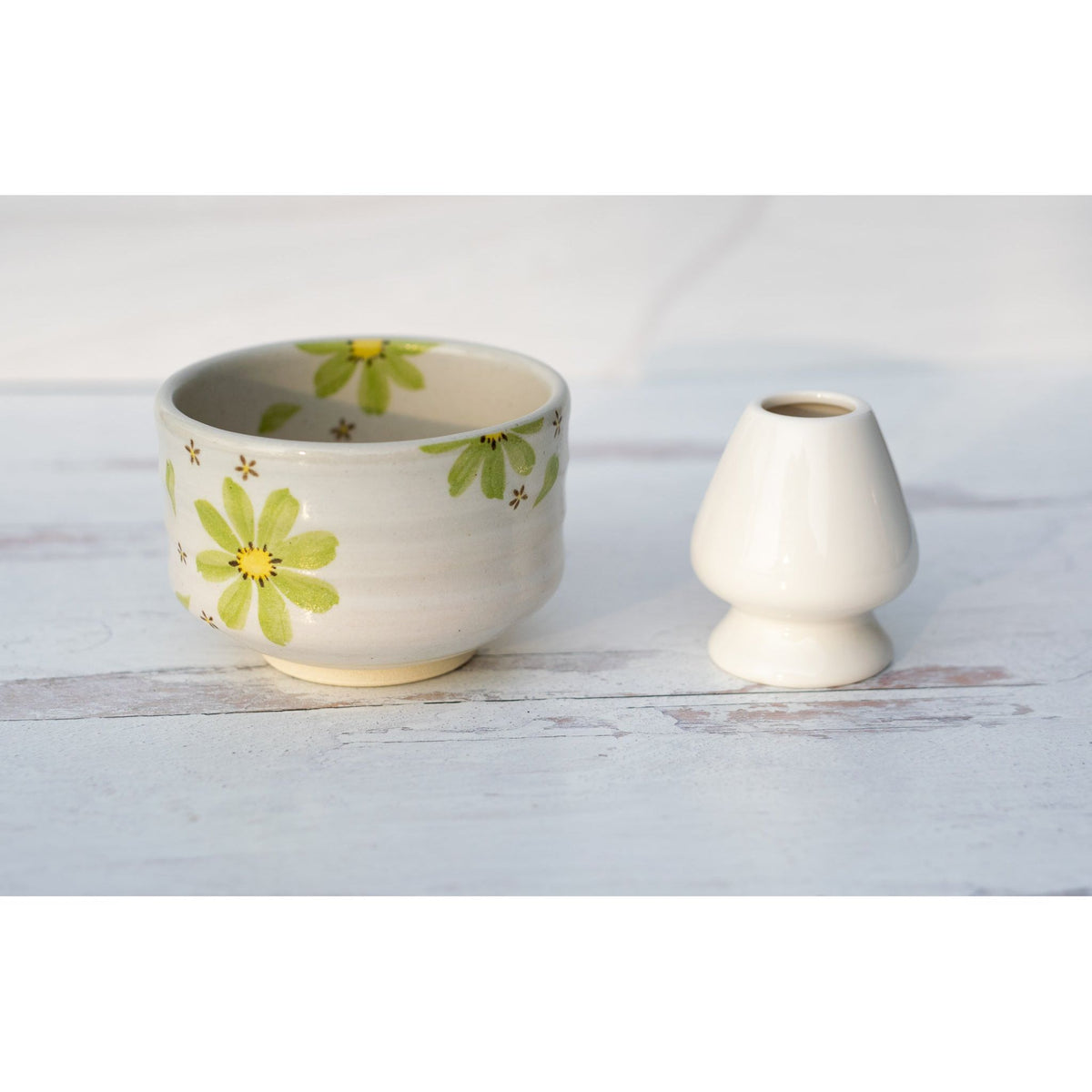 Green Flowers Matcha Bowl by Aprika Life