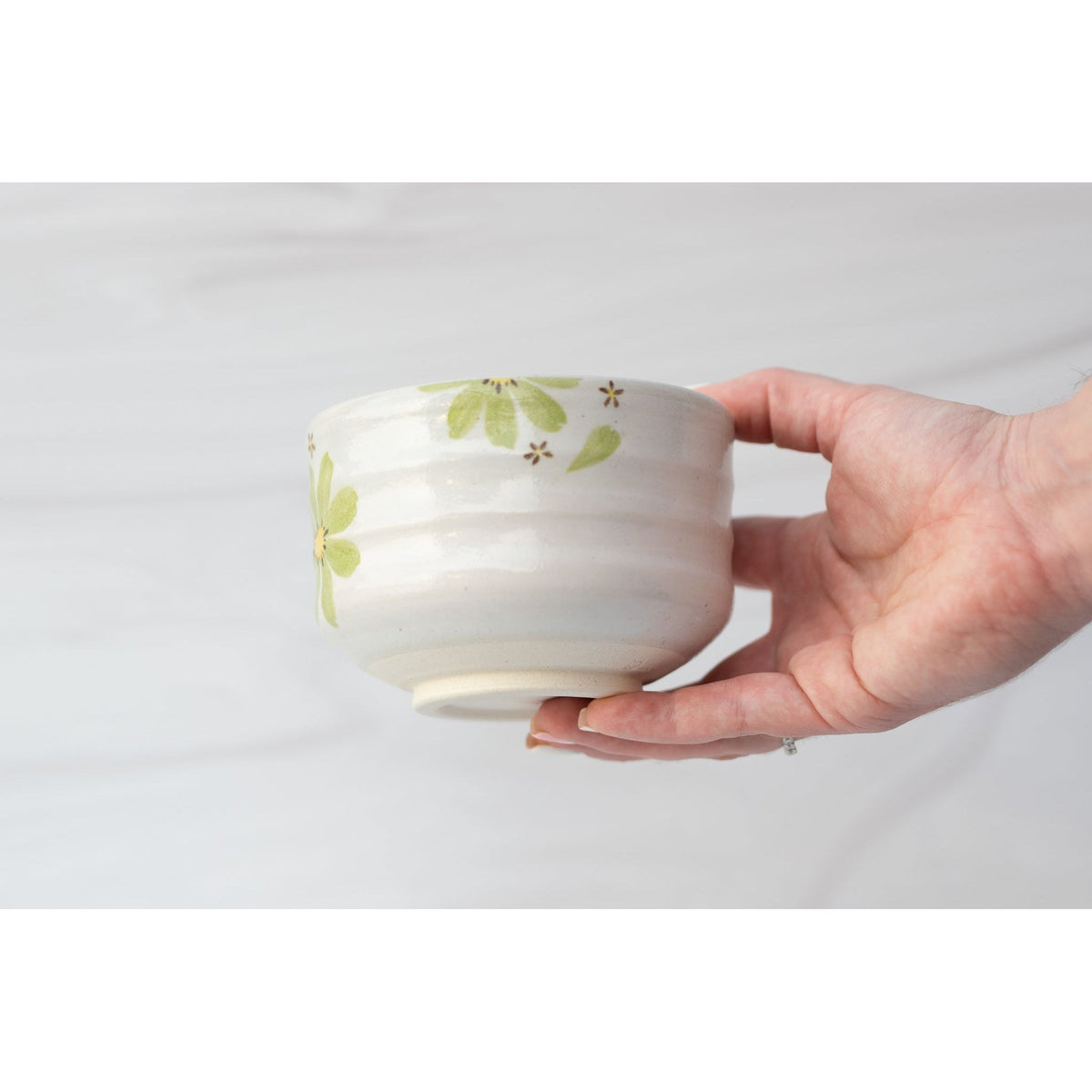 Green Flowers Matcha Bowl by Aprika Life