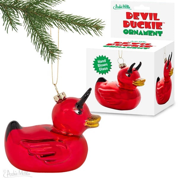 Devil Duckie Hand Blown Glass Ornament