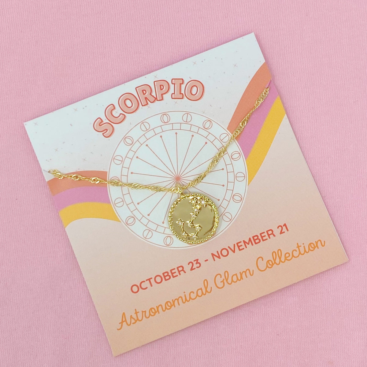 Astronomical Glam Zodiac Constellation Medallion Necklace