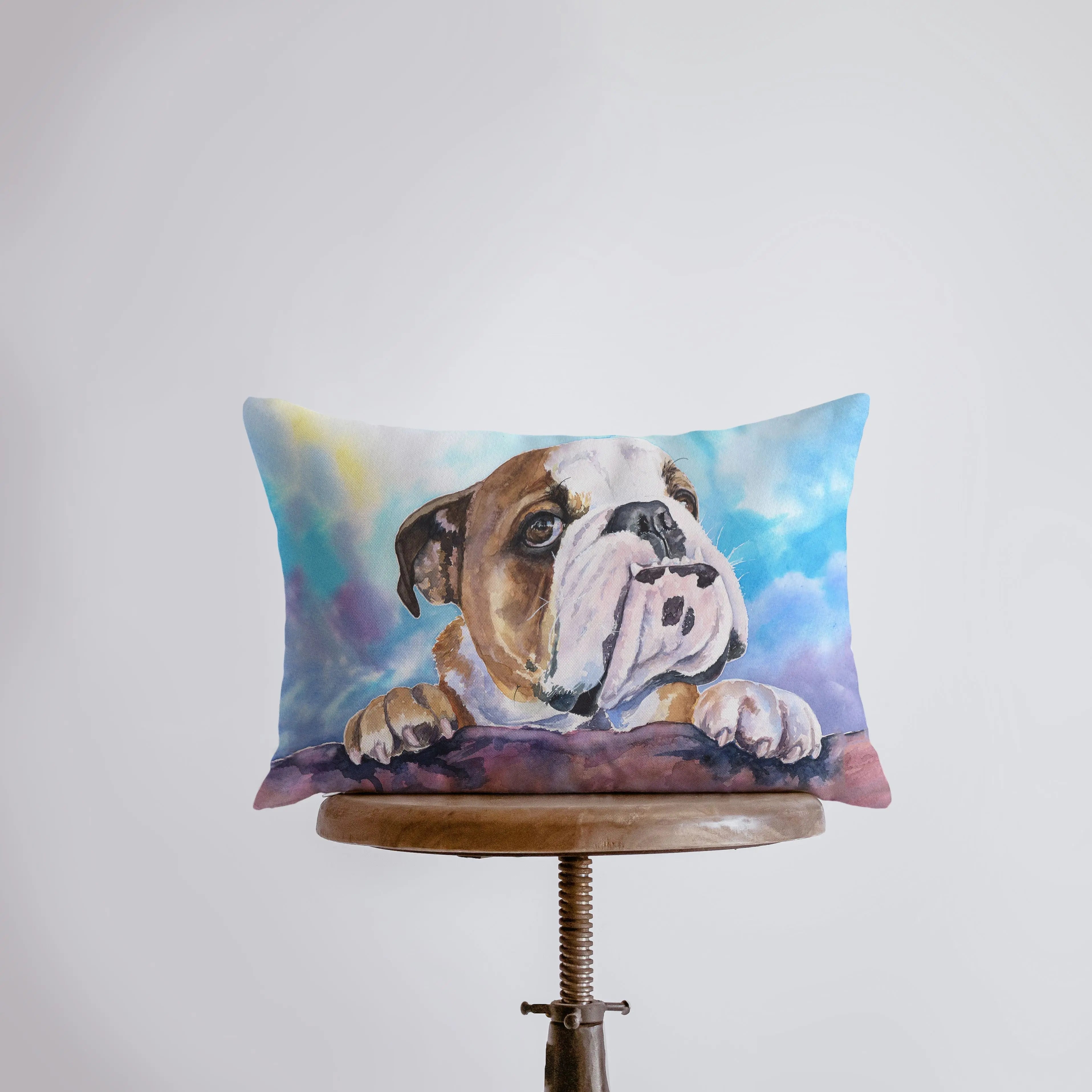 UniikPillows Dog English Bulldog Watercolor Pillow Cover Personalized Dog Pillow 18x12 Bulldog Dog Lover Gift Dog Mom Gift Dog Mom Gift