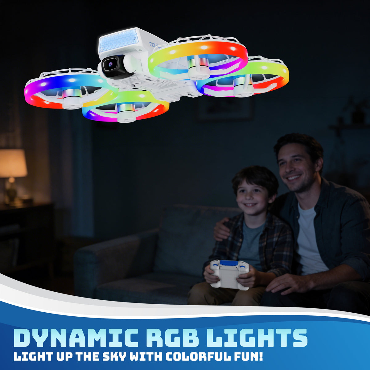 Contixo F27 Halo Mini Foldable Drone With 4.3" Screen Remote, LED Light-Up, HD Dual Camera 720P, Optical Flow Hover, One-Key Takeoff/Landing, 360° Stunts, 350 Ft Range