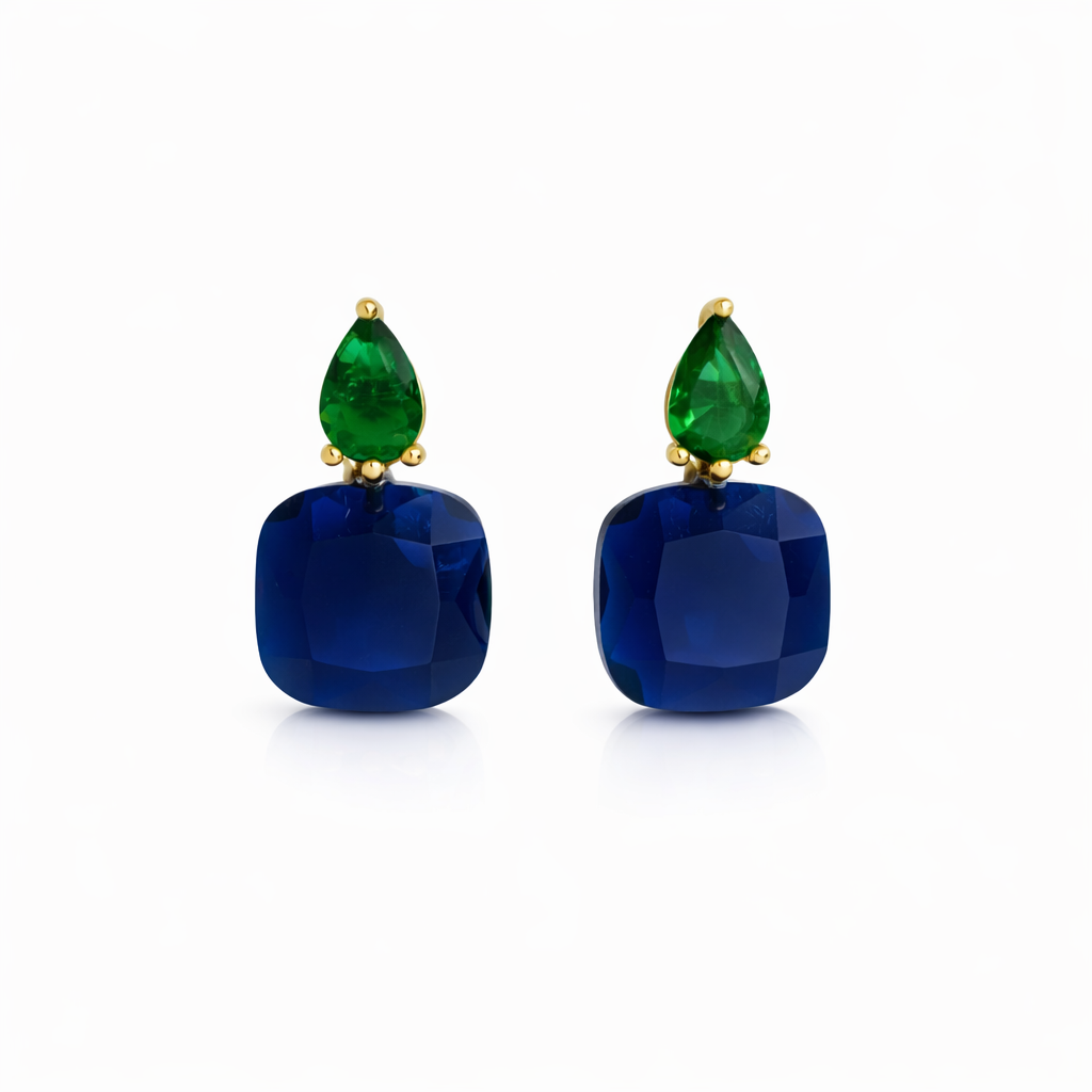 Lustre Duo Drop Earrings – Sculpted Oval With Petite Accent Detail