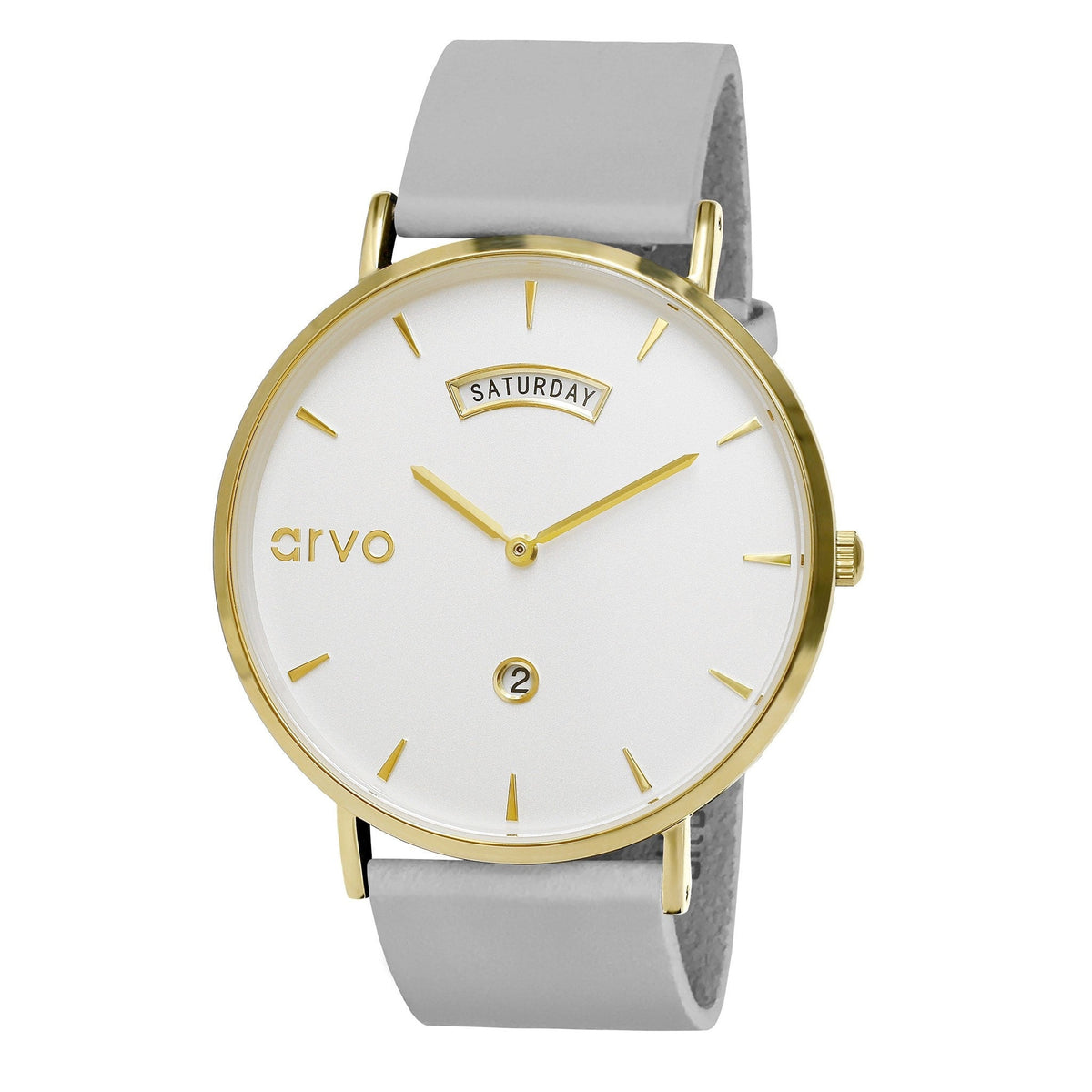 Arvo Awristacrat Watch - Gold - Gray Leather Band by Arvo