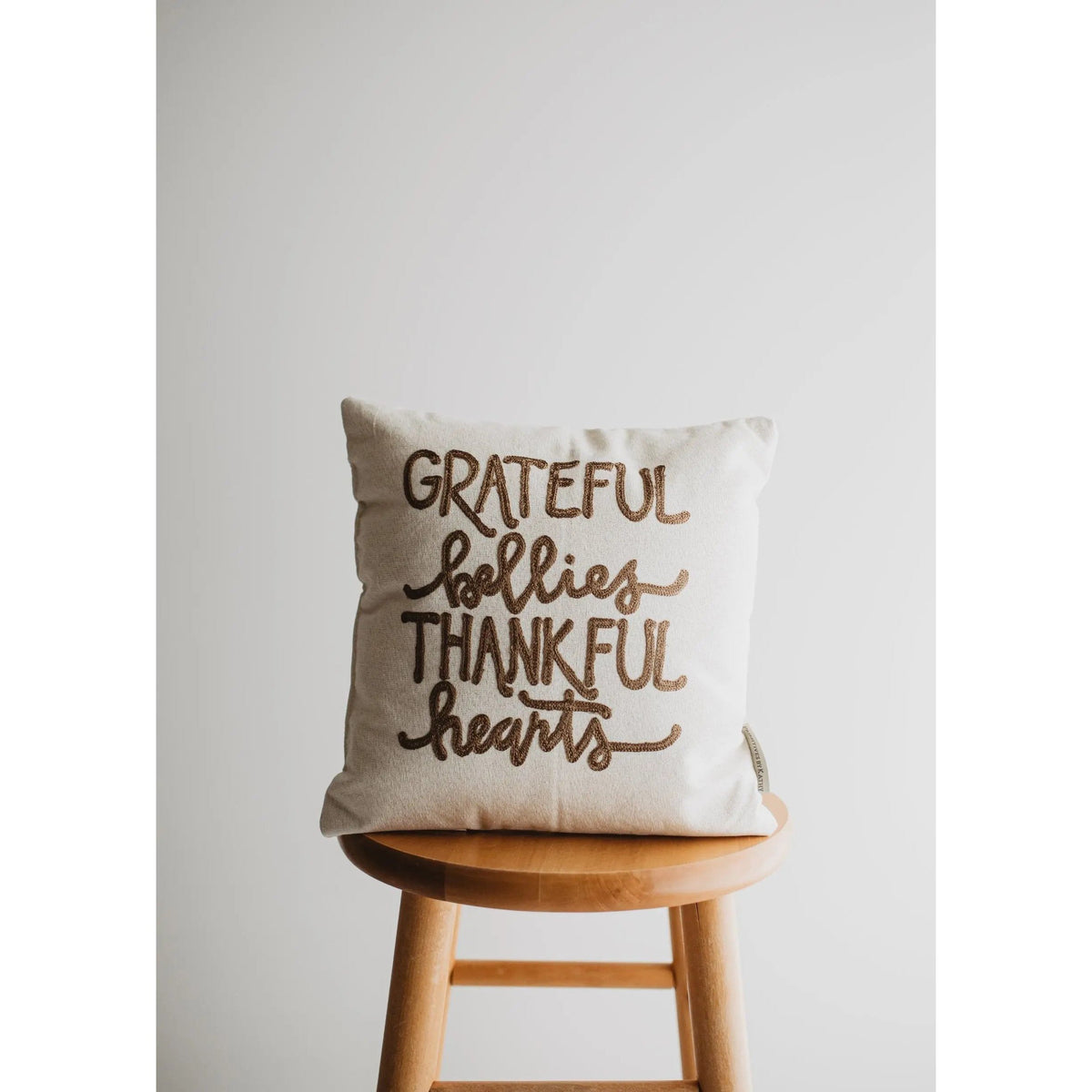 Grateful Bellies Thankful Hearts Pillow | Throw Pillow