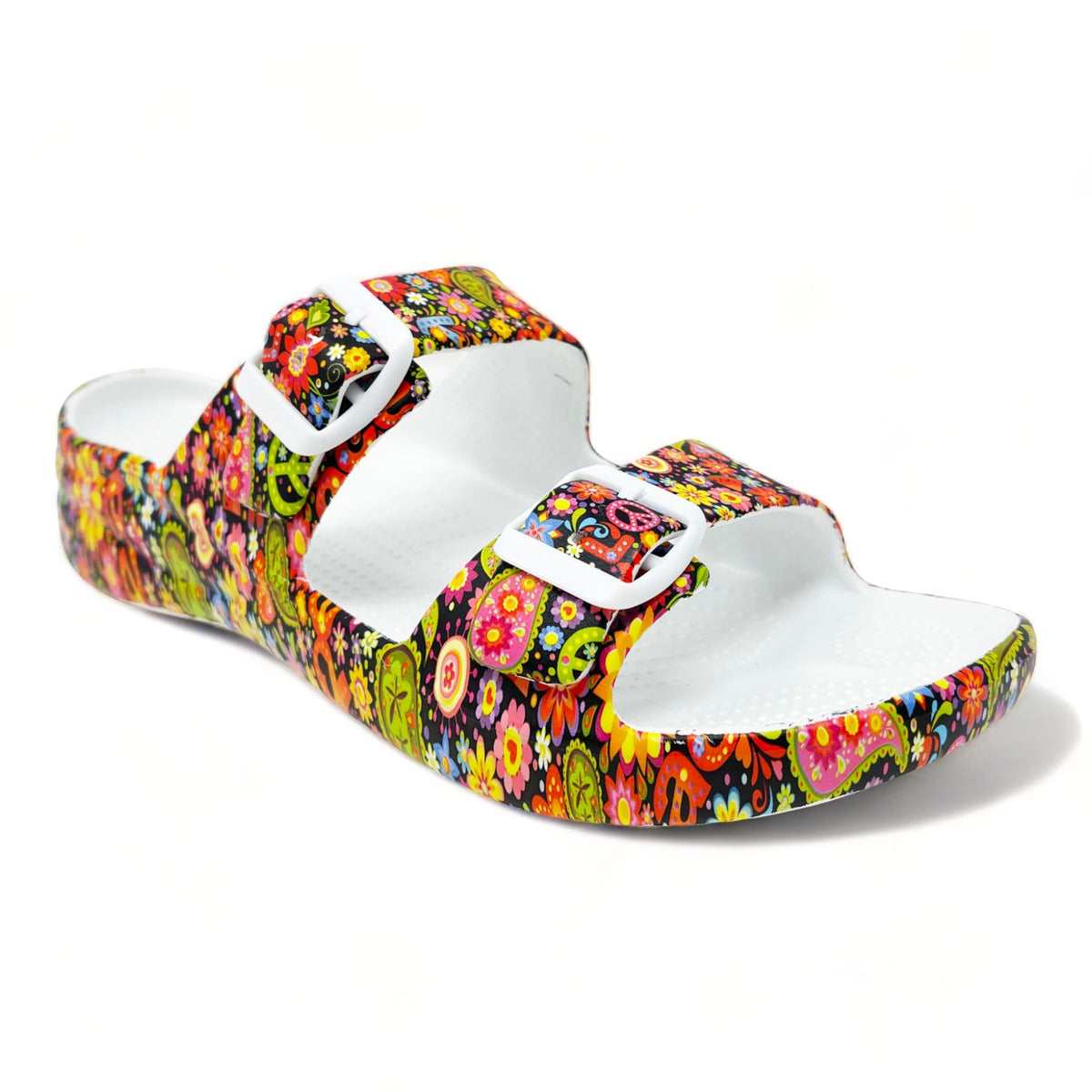 Women&#39;s PAW Print Adjustable 2-Strap Sandals - Peace Out by DAWGS USA