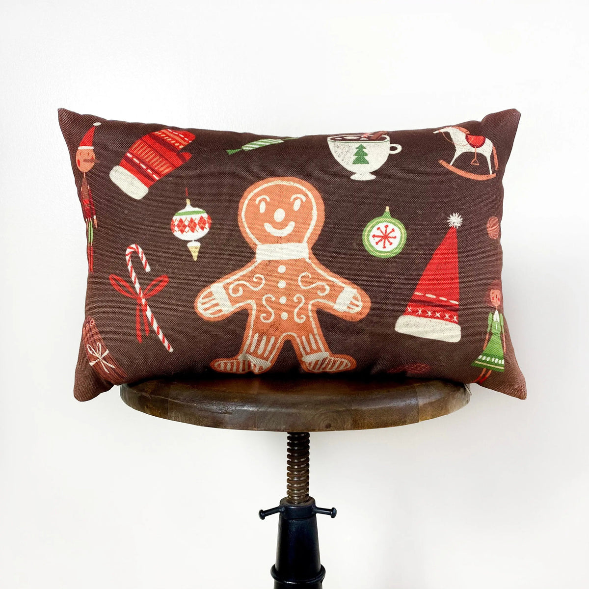 Iced Gingerbread Man Christmas Throw Pillow | Pillow Cover