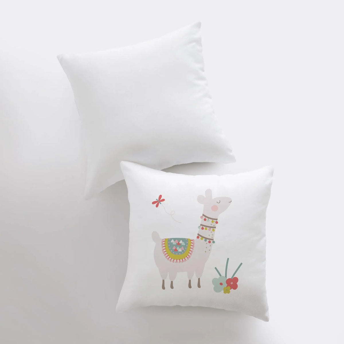 Llama with Flowers Pillow | Pillow Cover