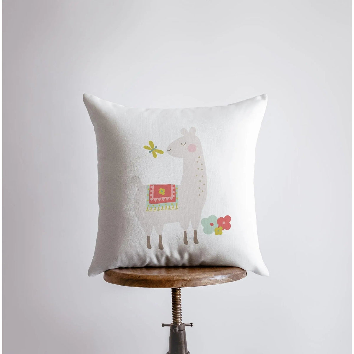 Llama with Flowers Red Pillow | Pillow Cover