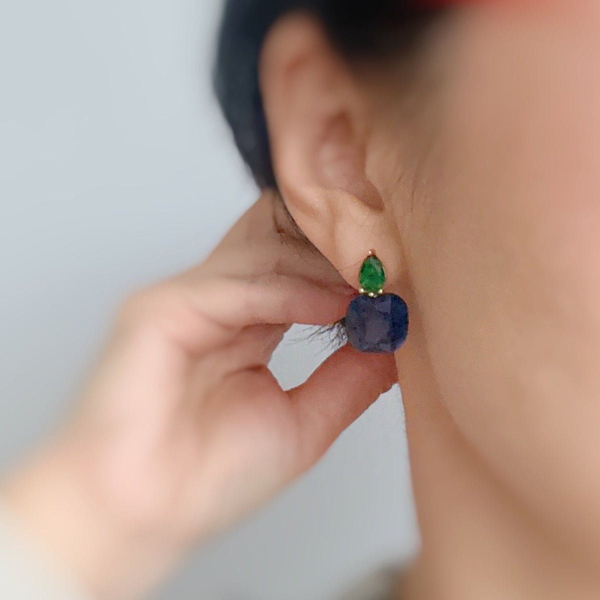 Lustre Duo Drop Earrings – Sculpted Oval With Petite Accent Detail