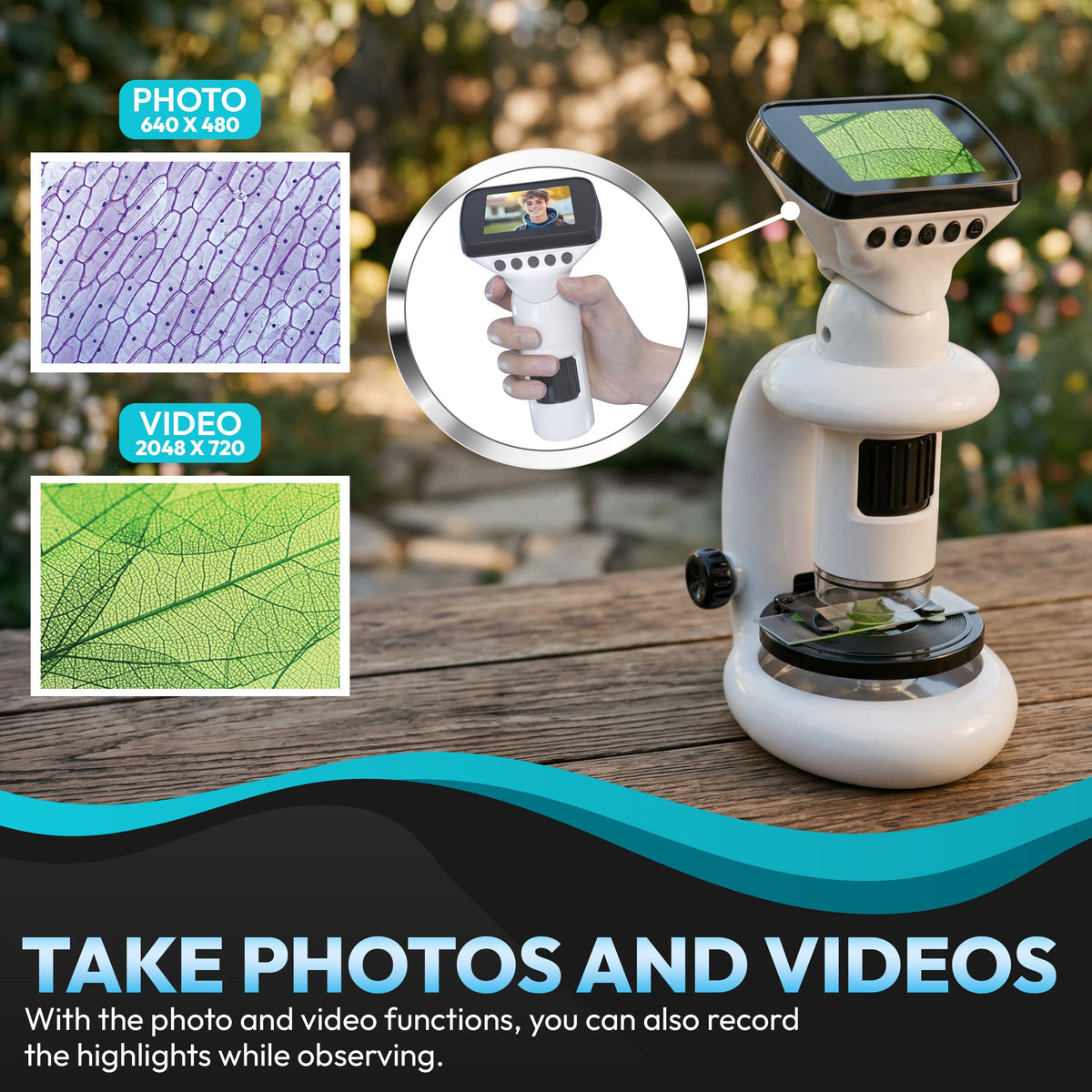 Contixo - MS2 WiFi Digital Microscope With LCD Screen, 1000X Magnification, Photo & Video Capture, Type-C Rechargeable