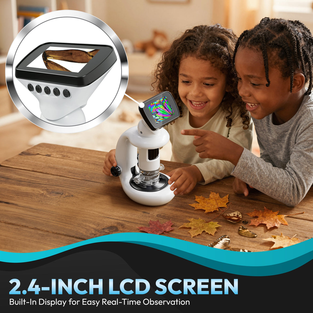 Contixo - MS2 WiFi Digital Microscope With LCD Screen, 1000X Magnification, Photo & Video Capture, Type-C Rechargeable