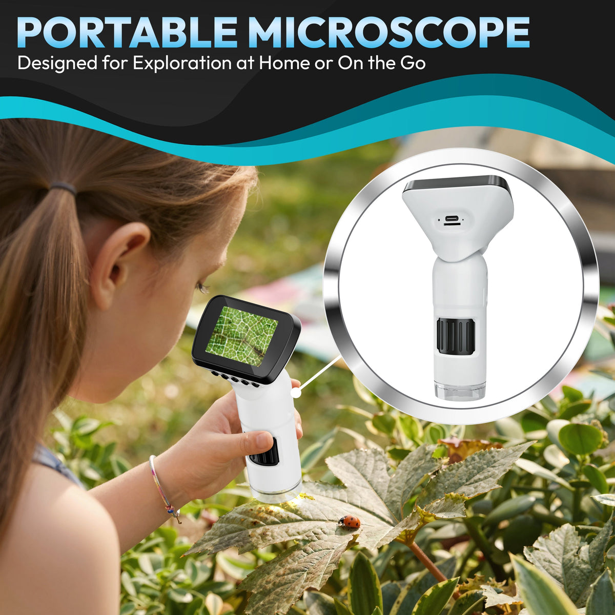 Contixo - MS2 WiFi Digital Microscope With LCD Screen, 1000X Magnification, Photo & Video Capture, Type-C Rechargeable