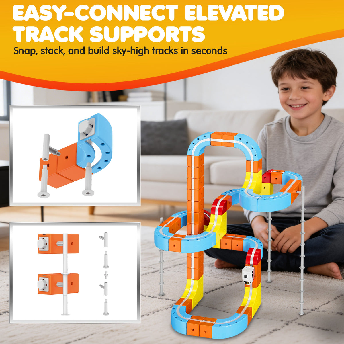 Contixo Magnetic Train Track Set for Kids, 150PCS DIY Electric Train Set With Rechargeable Trains, 3D Building Blocks Railway Toy, STEM Learning Construction Set for Boys & Girls Ages 3+