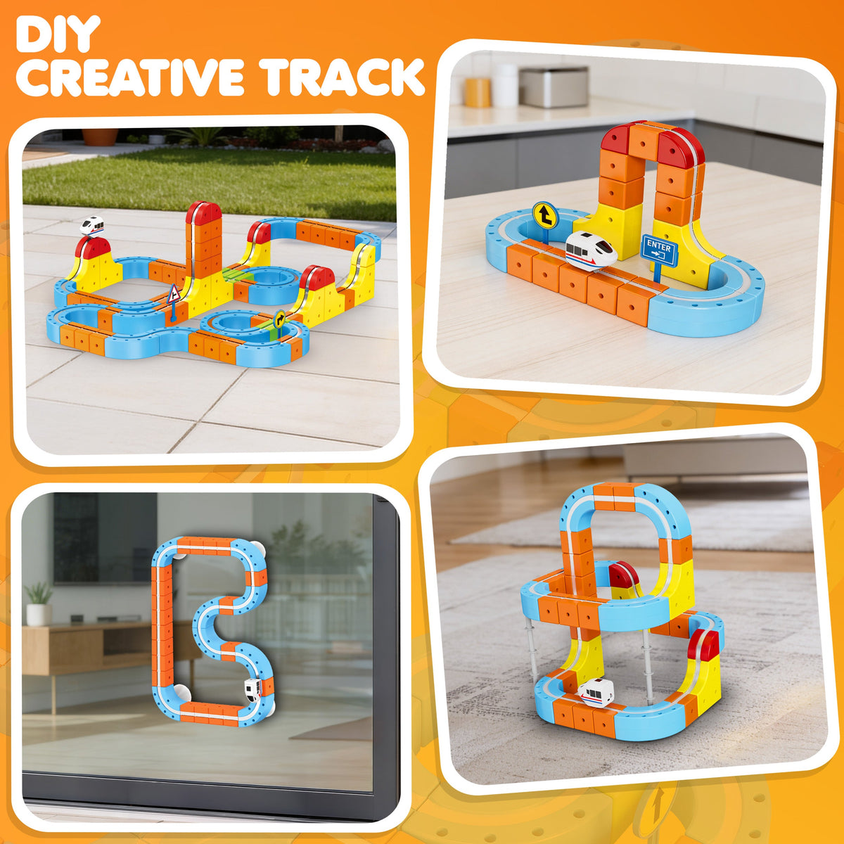 Contixo Magnetic Train Track Set for Kids, 150PCS DIY Electric Train Set With Rechargeable Trains, 3D Building Blocks Railway Toy, STEM Learning Construction Set for Boys & Girls Ages 3+