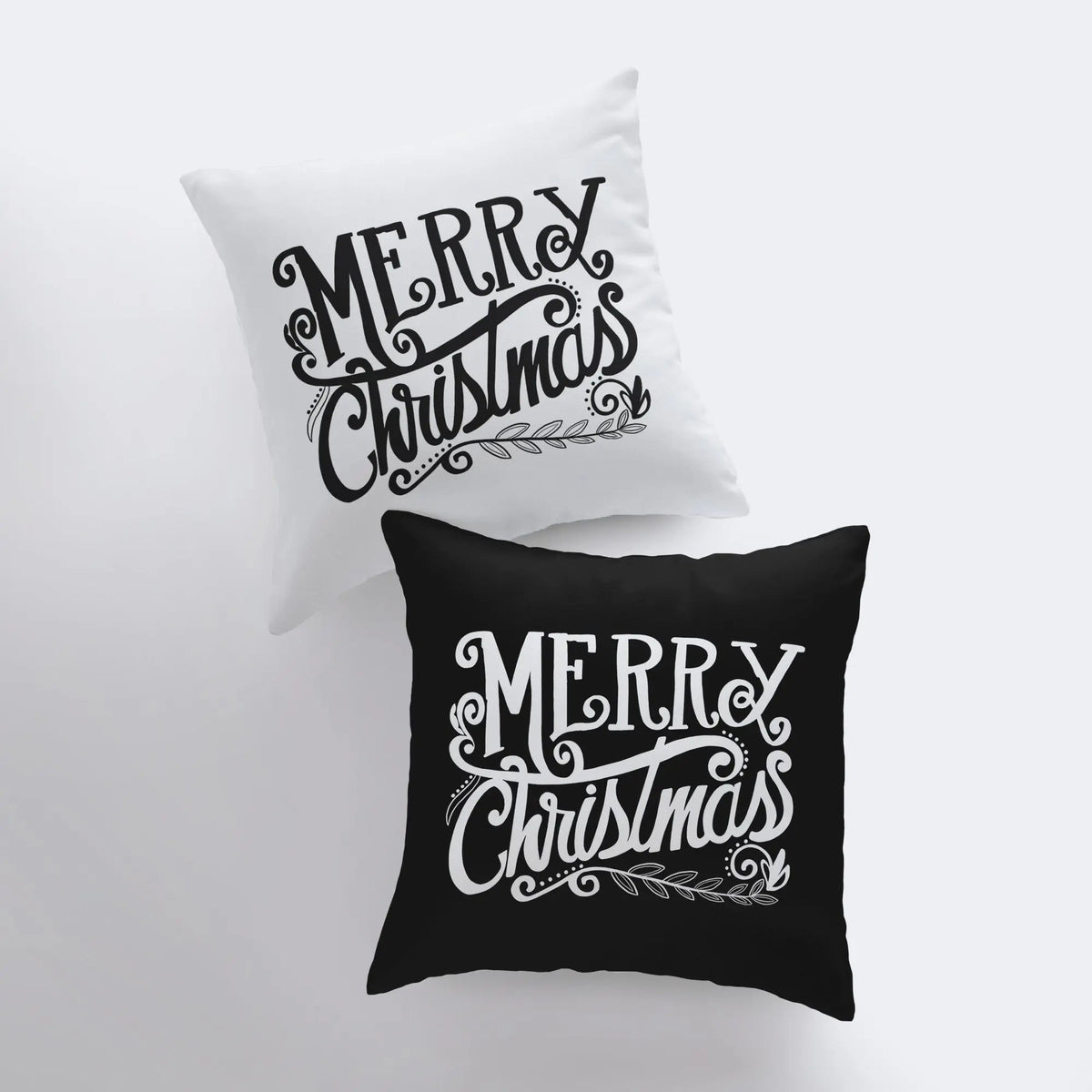 Merry Christmas Black and White Throw Pillow | Pillow Cover